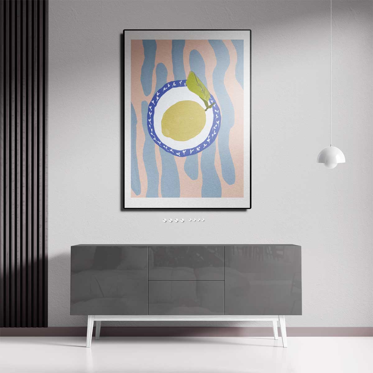 Citroen op Bord met Kleurrijke Achtergrond Kunstwerk-canvas-dibond-plexiglas-wanddecoratie-WallArtistic