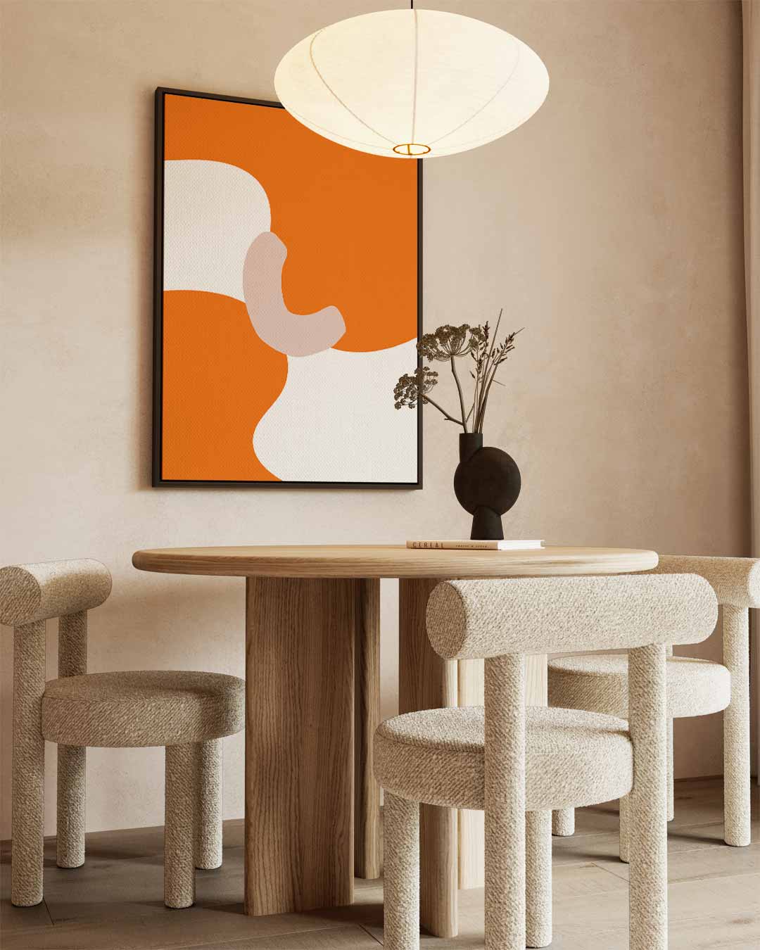 Speelse Oranje Golven Kunstwerk-canvas-dibond-plexiglas-wanddecoratie-WallArtistic