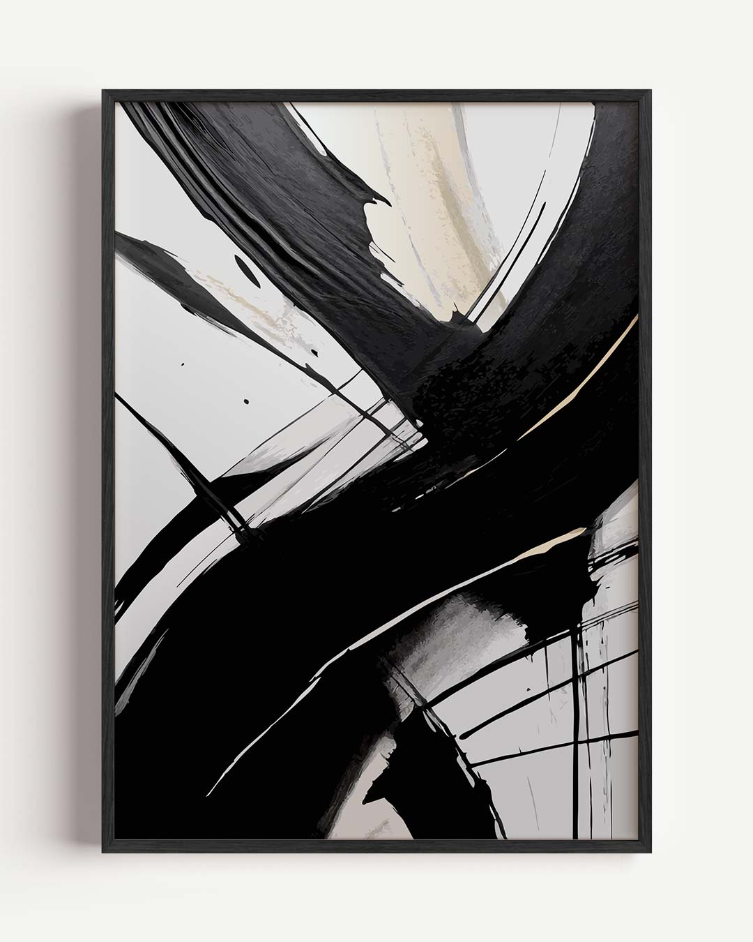 Zwarte en Witte Abstracte Kunstposter-WallArtistic