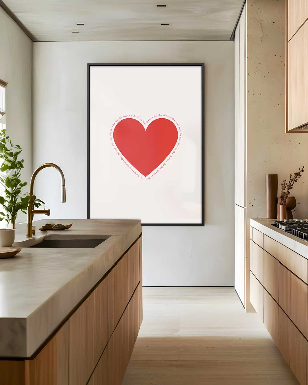 Rood Hart met Liefdevolle Rand Kunstwerk-canvas-dibond-plexiglas-wanddecoratie-WallArtistic