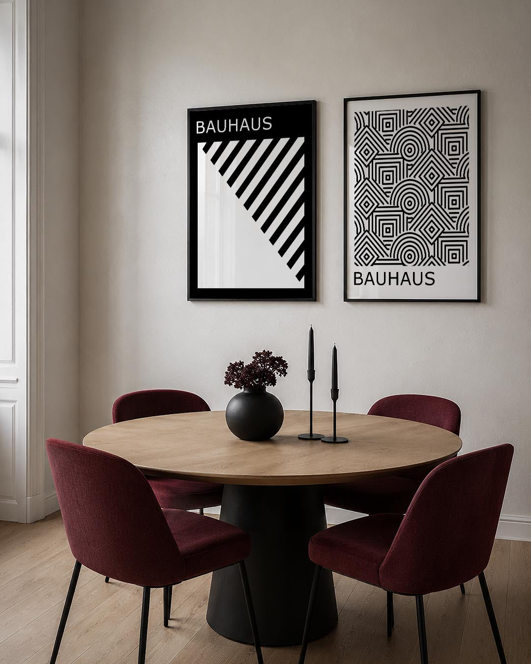 Zwart wit lijnenspel Posterset