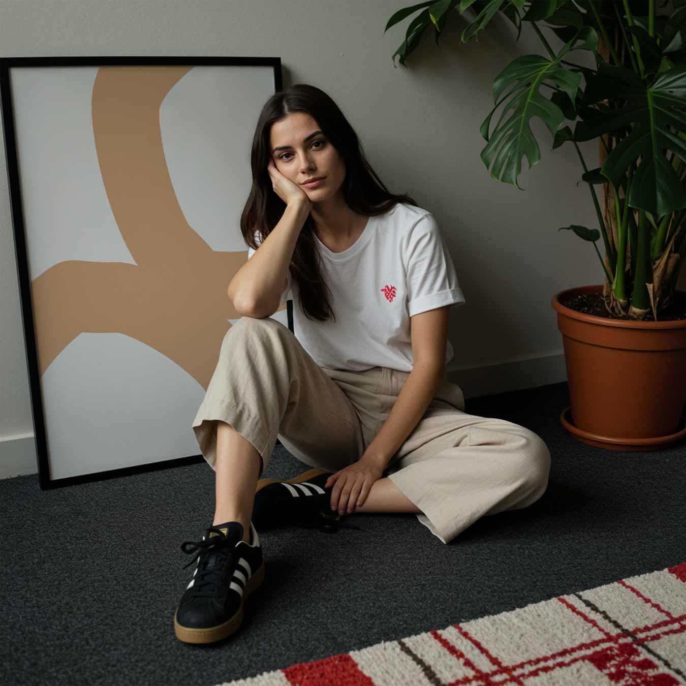 Zachte Beige Abstractie Poster-WallArtistic