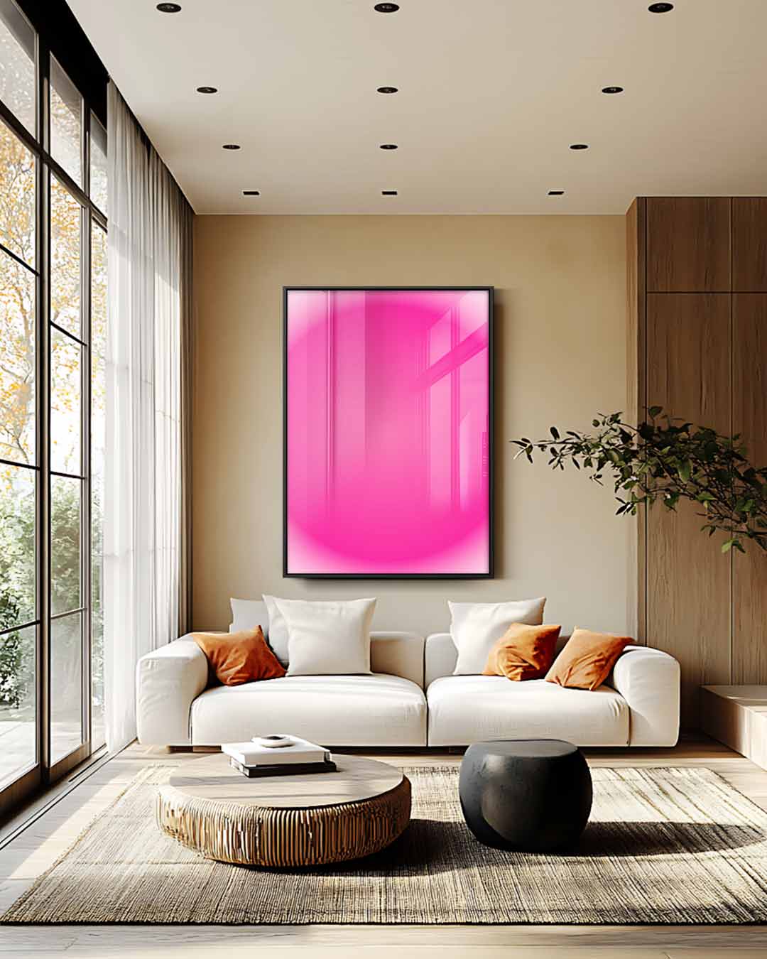 Roze Droom Cirkel Kunstwerk-canvas-dibond-plexiglas-wanddecoratie-WallArtistic