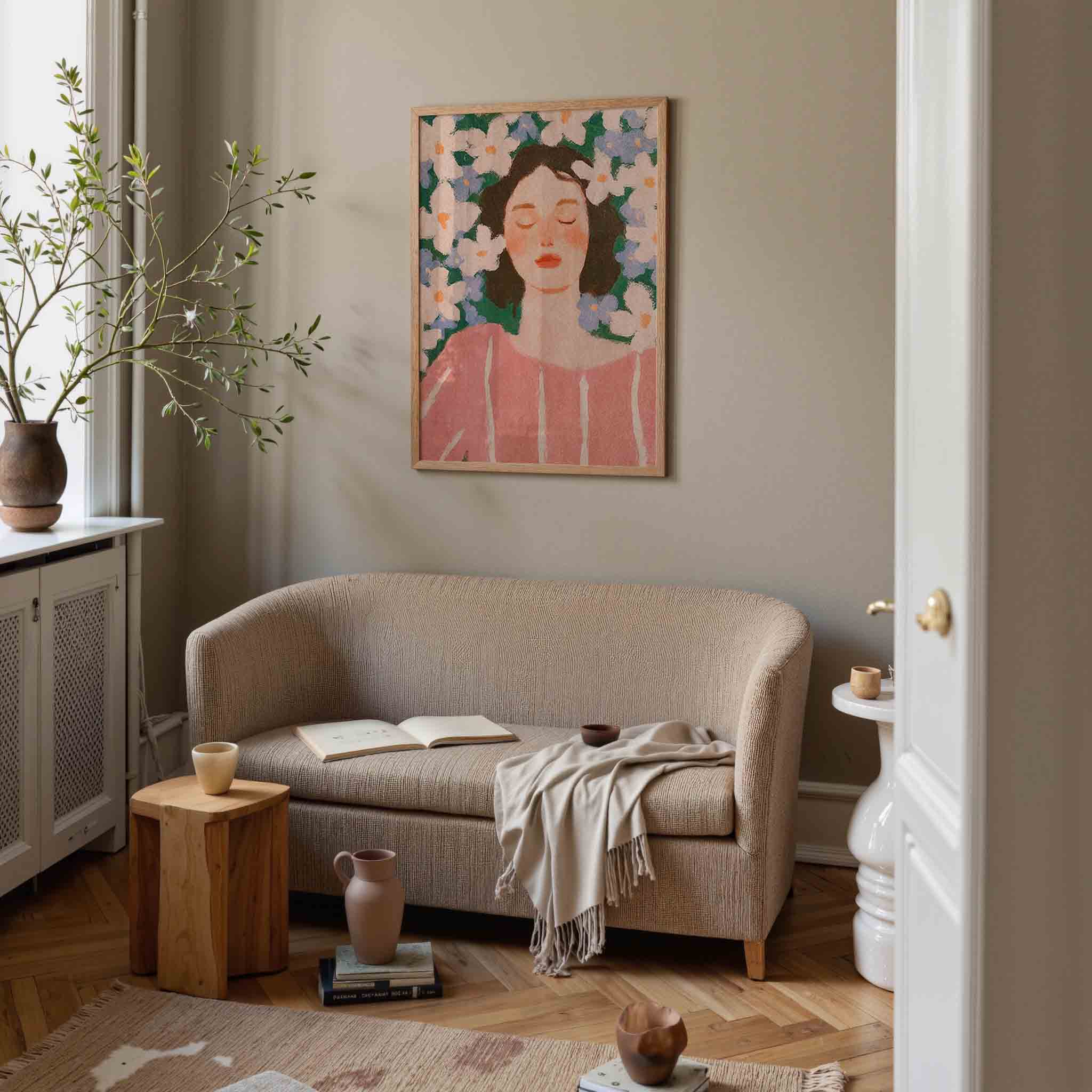 Vrouw met bloemen Poster