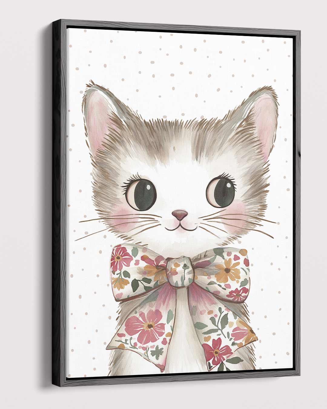 Schattige Kat met Bloemenstrik Kunstwerk-canvas-dibond-plexiglas-wanddecoratie-WallArtistic