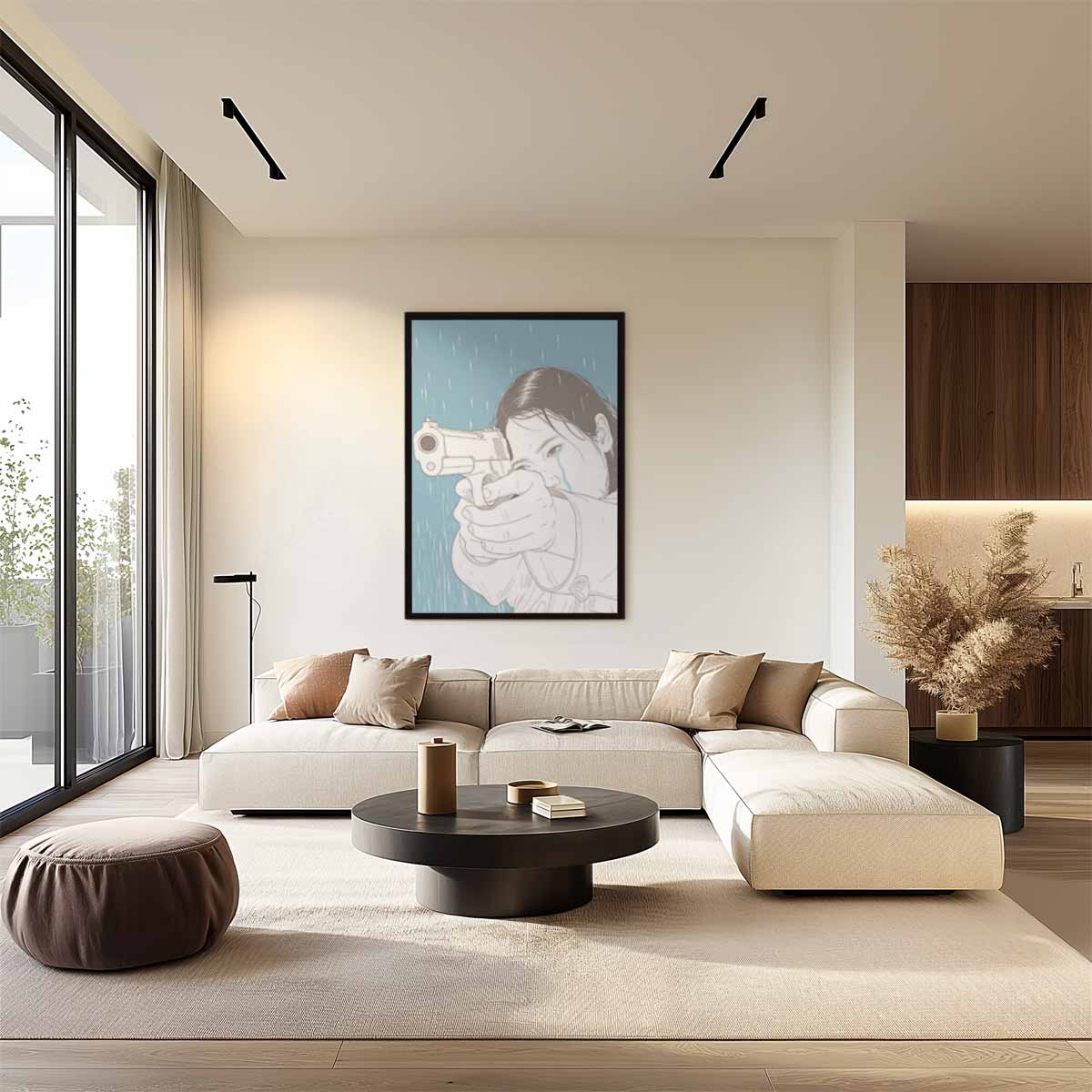 Kracht en Emotie in Regen Kunstwerk-canvas-dibond-plexiglas-wanddecoratie-WallArtistic