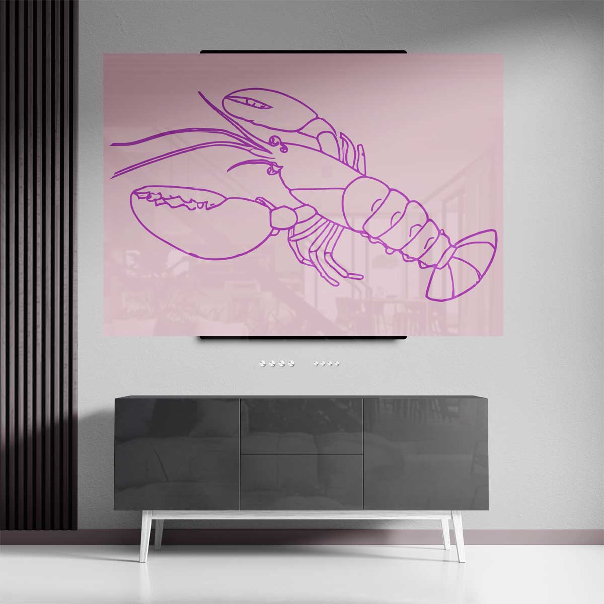 Vrolijke Roze Kreeft Illustratie Kunstwerk-canvas-dibond-plexiglas-wanddecoratie-WallArtistic