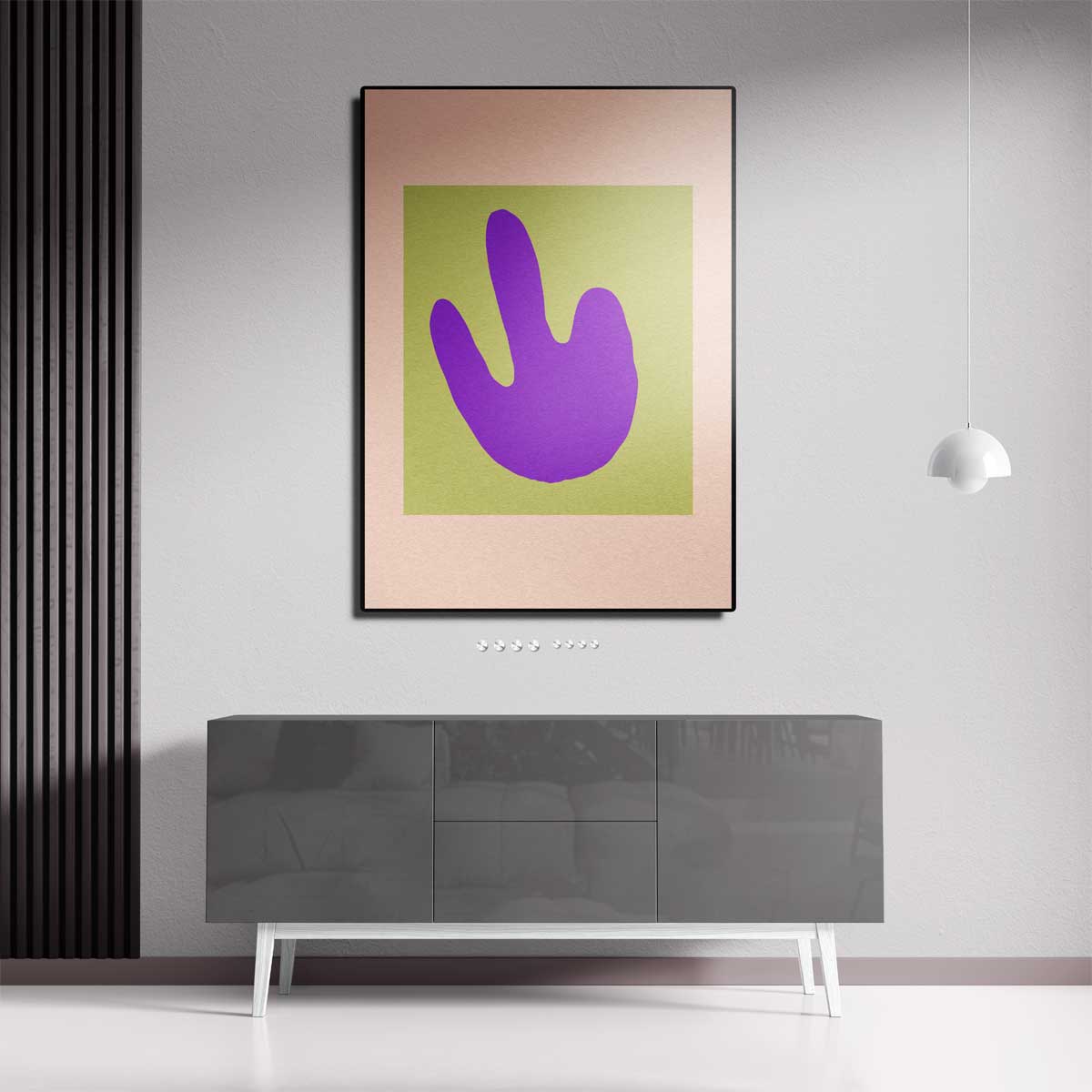 Paarse Abstracte Handafdruk Kunstwerk-canvas-dibond-plexiglas-wanddecoratie-WallArtistic