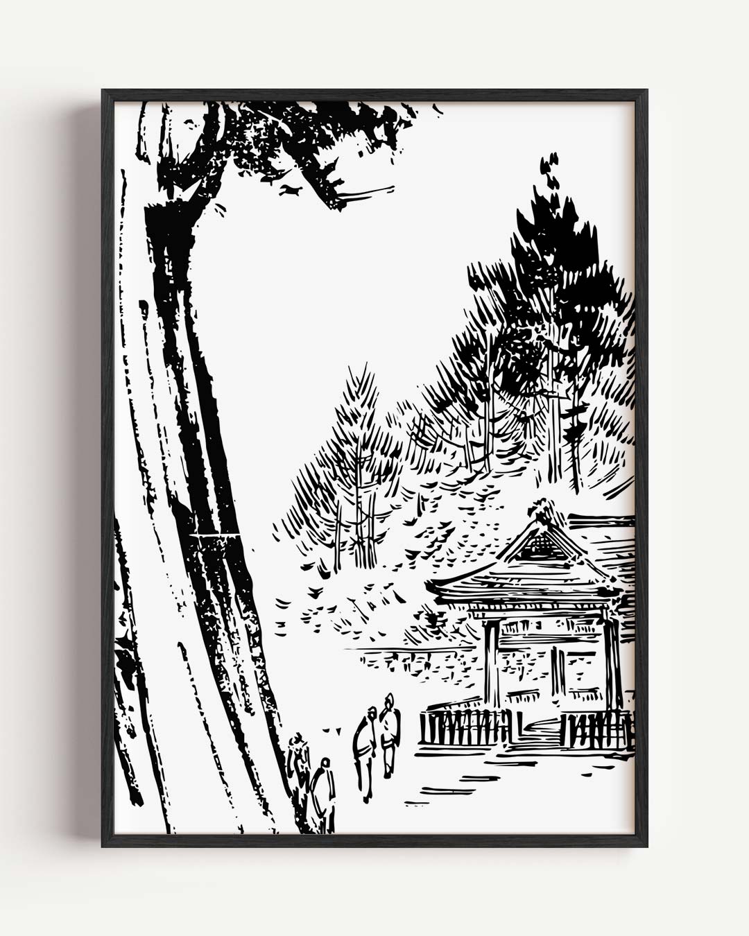 Zwarte Inkt Natuurprint Poster-WallArtistic