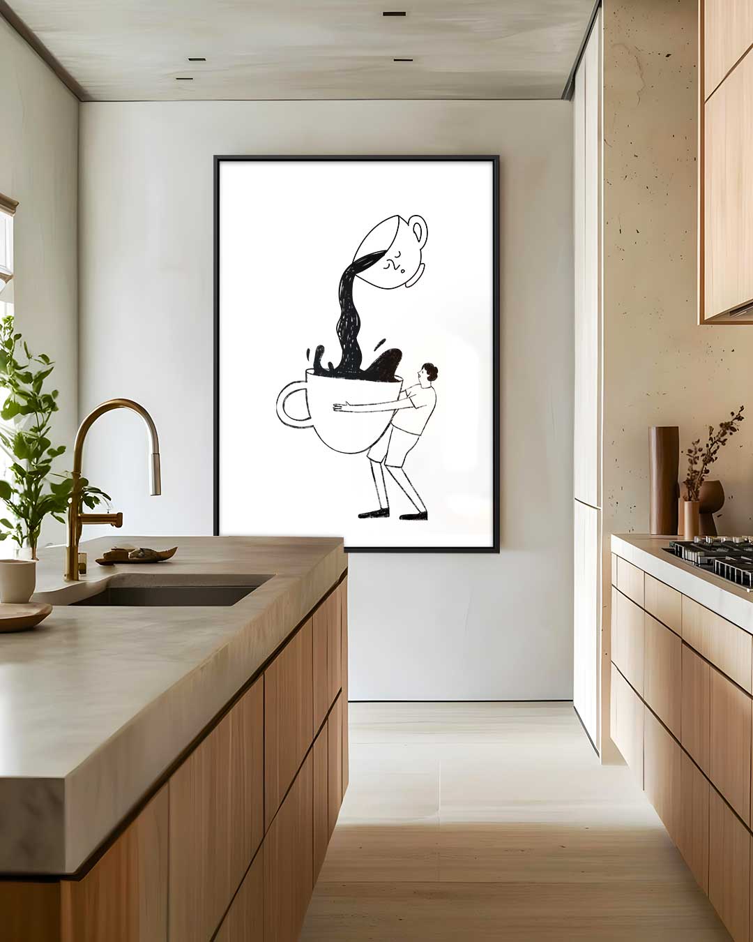 Reusachtige Koffiekop Fantasie Kunstwerk-canvas-dibond-plexiglas-wanddecoratie-WallArtistic