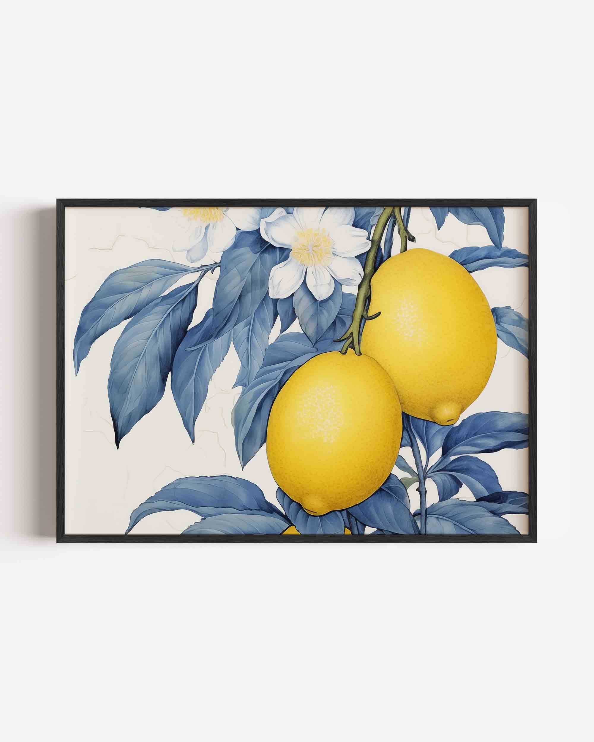 Citroenen en bloemen Poster