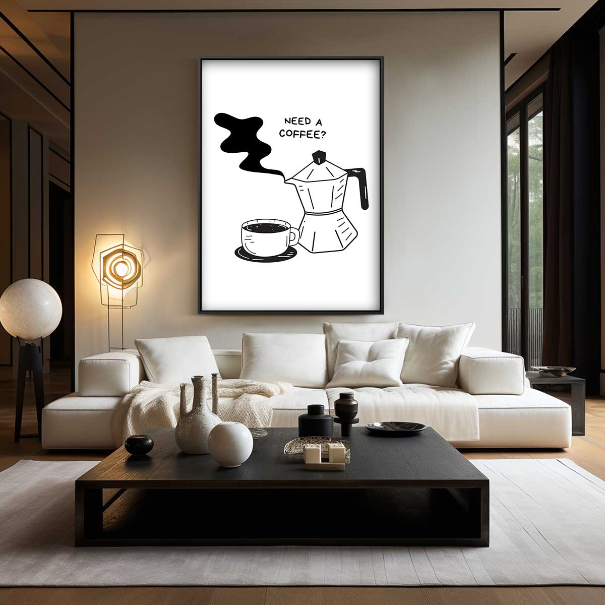 Koffie Illustratie Kunstwerk-canvas-dibond-plexiglas-wanddecoratie-WallArtistic