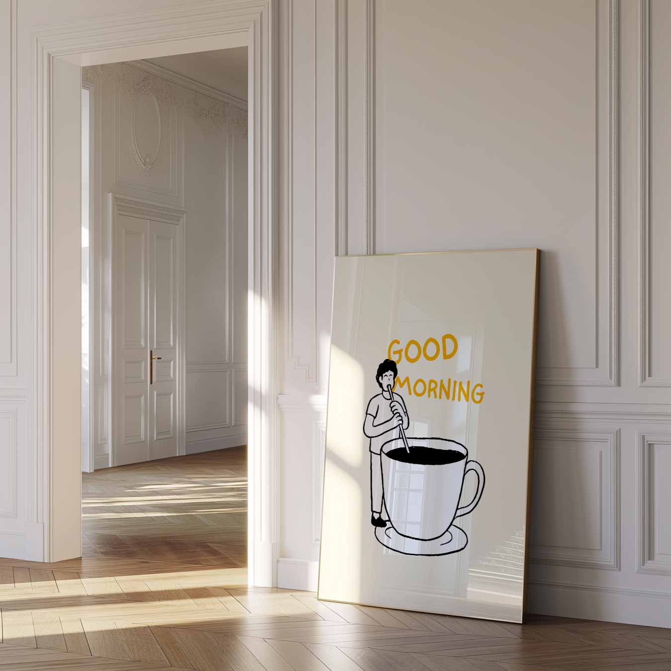 Good Morning Koffieposter-WallArtistic