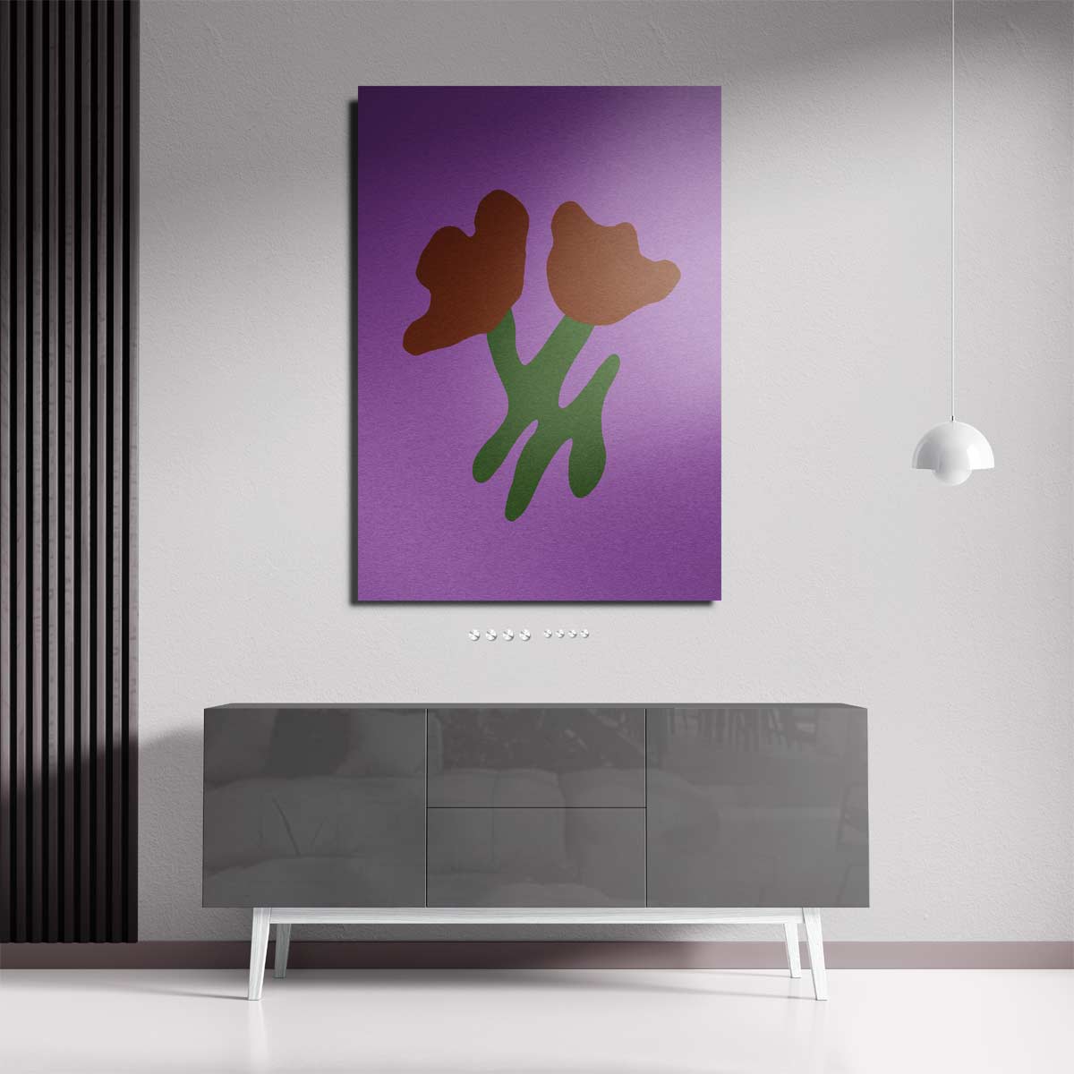Simpele Bloemenschikking op Paarse Achtergrond Kunstwerk-canvas-dibond-plexiglas-wanddecoratie-WallArtistic