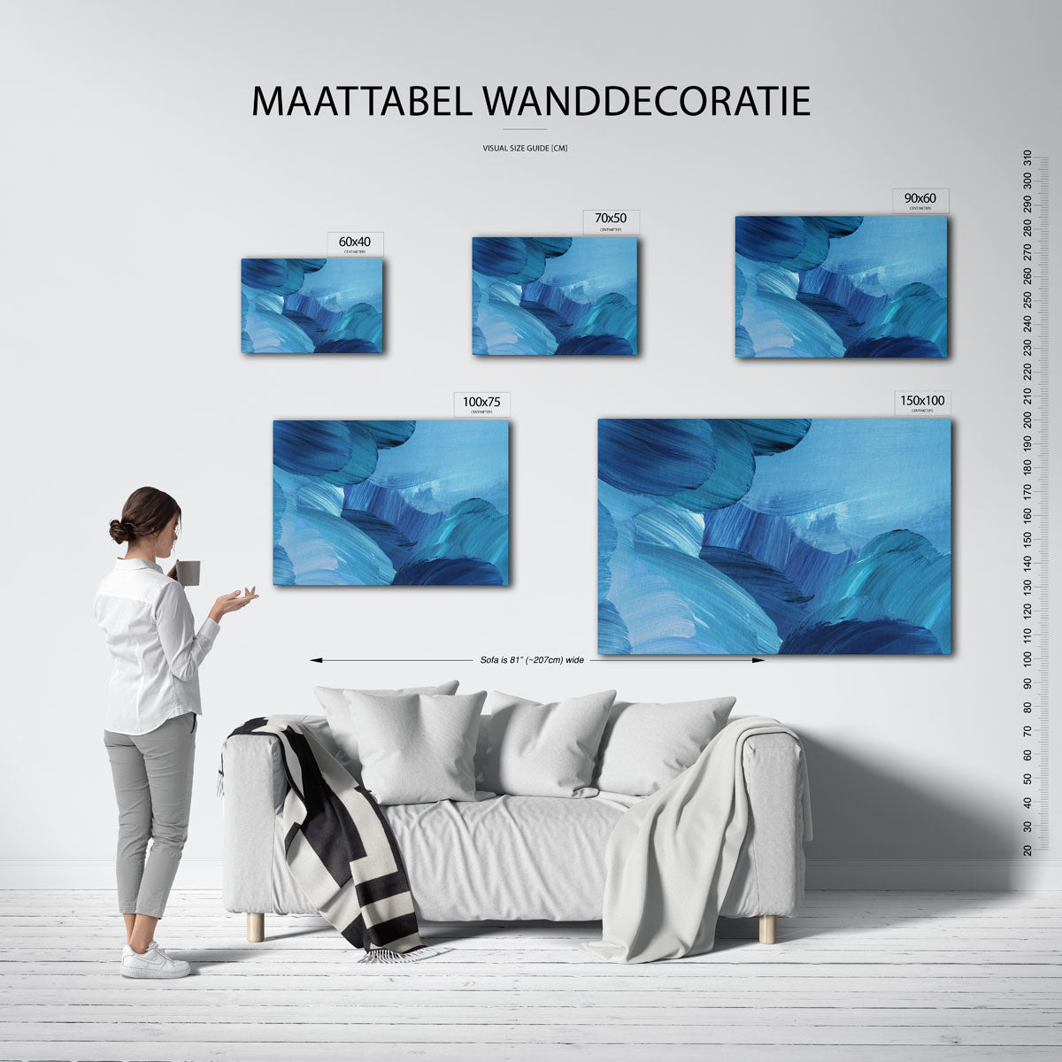 Dynamische blauwe beweging Kunstwerk
