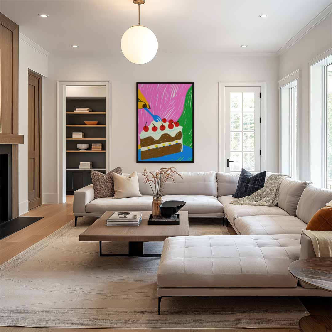 Vrolijke Taart Fantasie Kunstwerk-canvas-dibond-plexiglas-wanddecoratie-WallArtistic