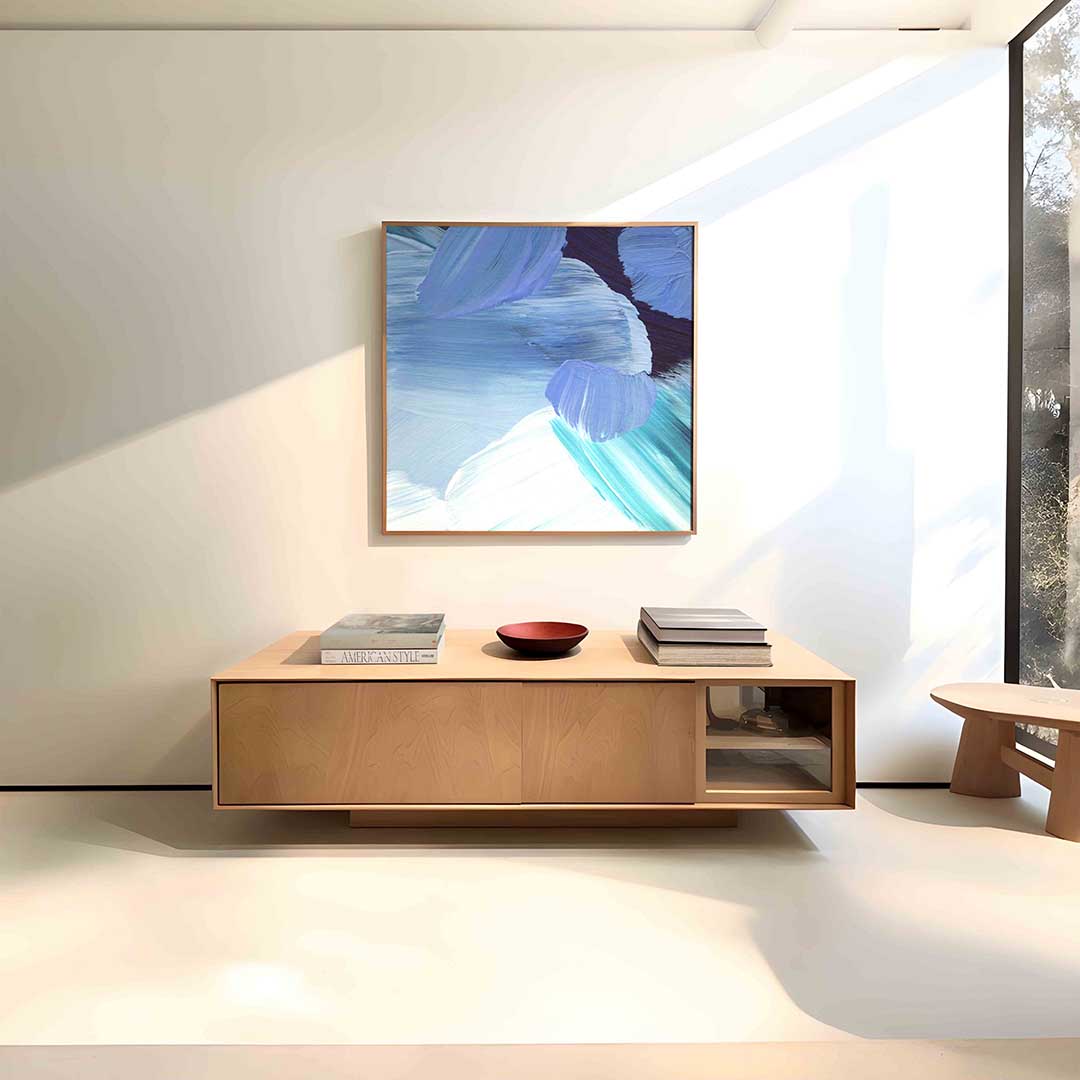 Abstracte blauwe penseelstreken Poster