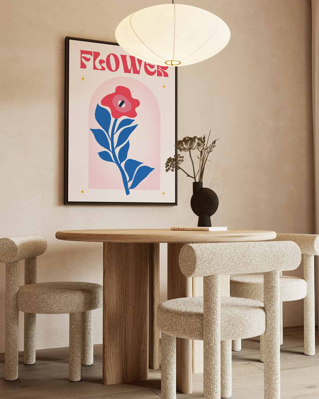 Retro Bloemenposter Kunstwerk-canvas-dibond-plexiglas-wanddecoratie-WallArtistic