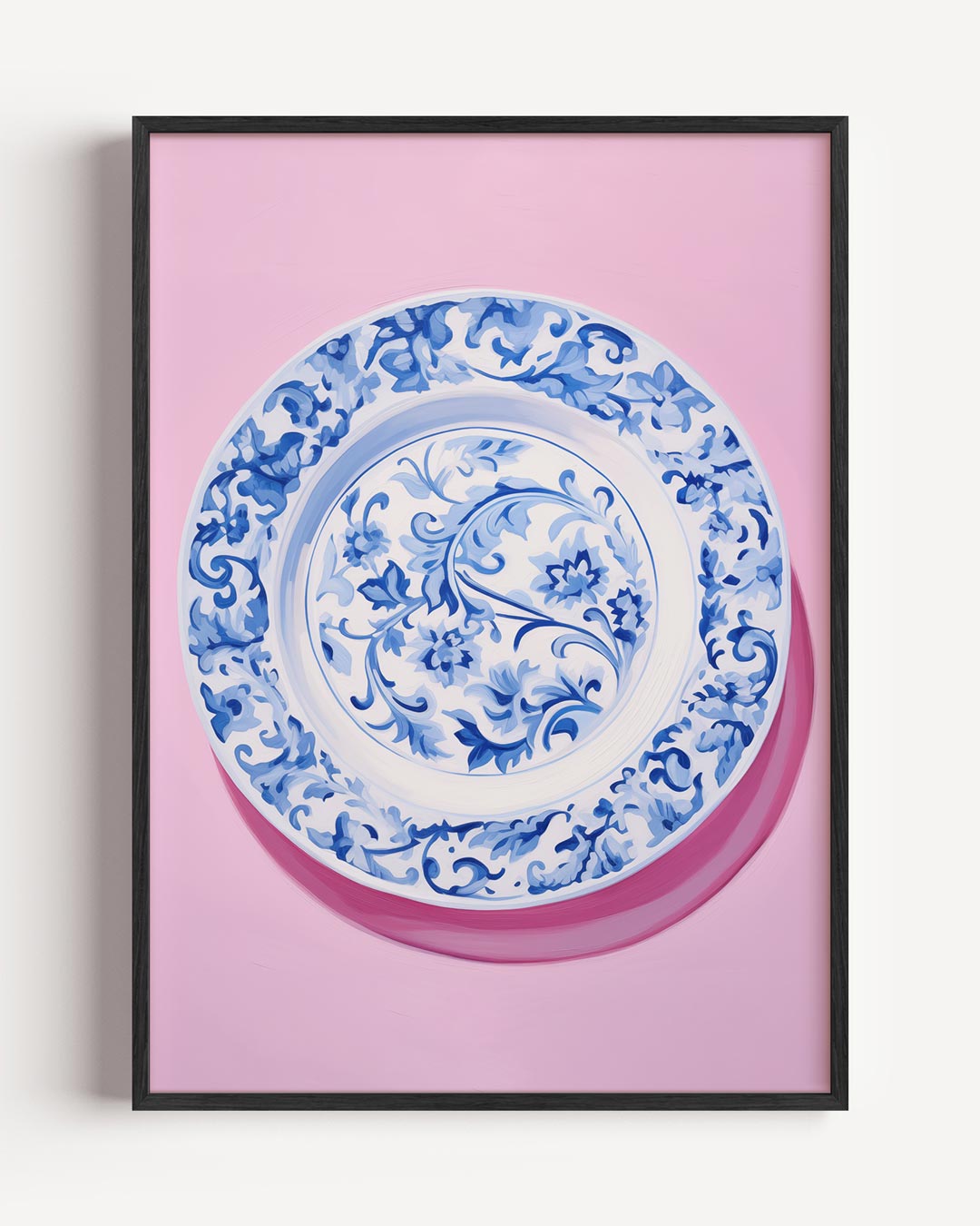 Elegant Blue Floral Plate Poster-WallArtistic