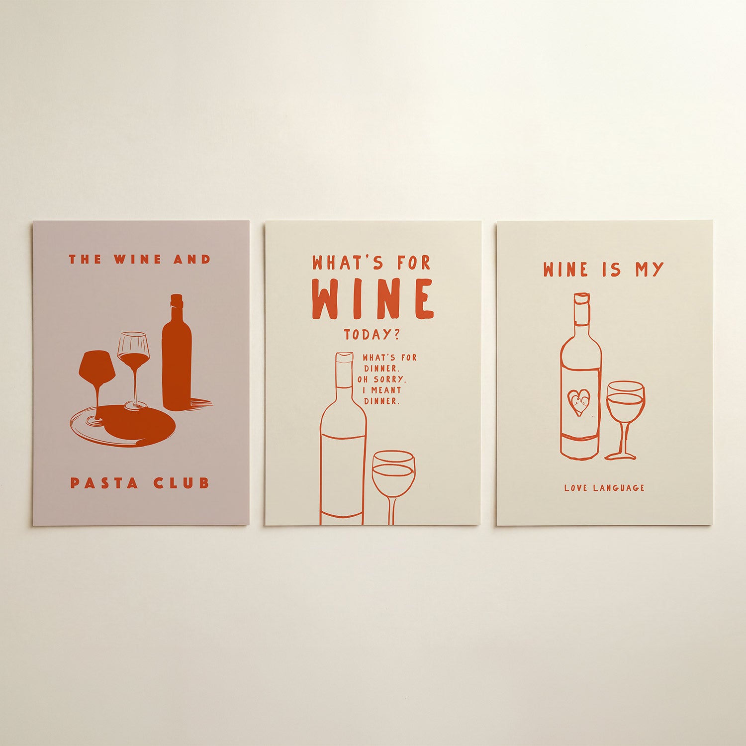 Wijn en pasta Posterset