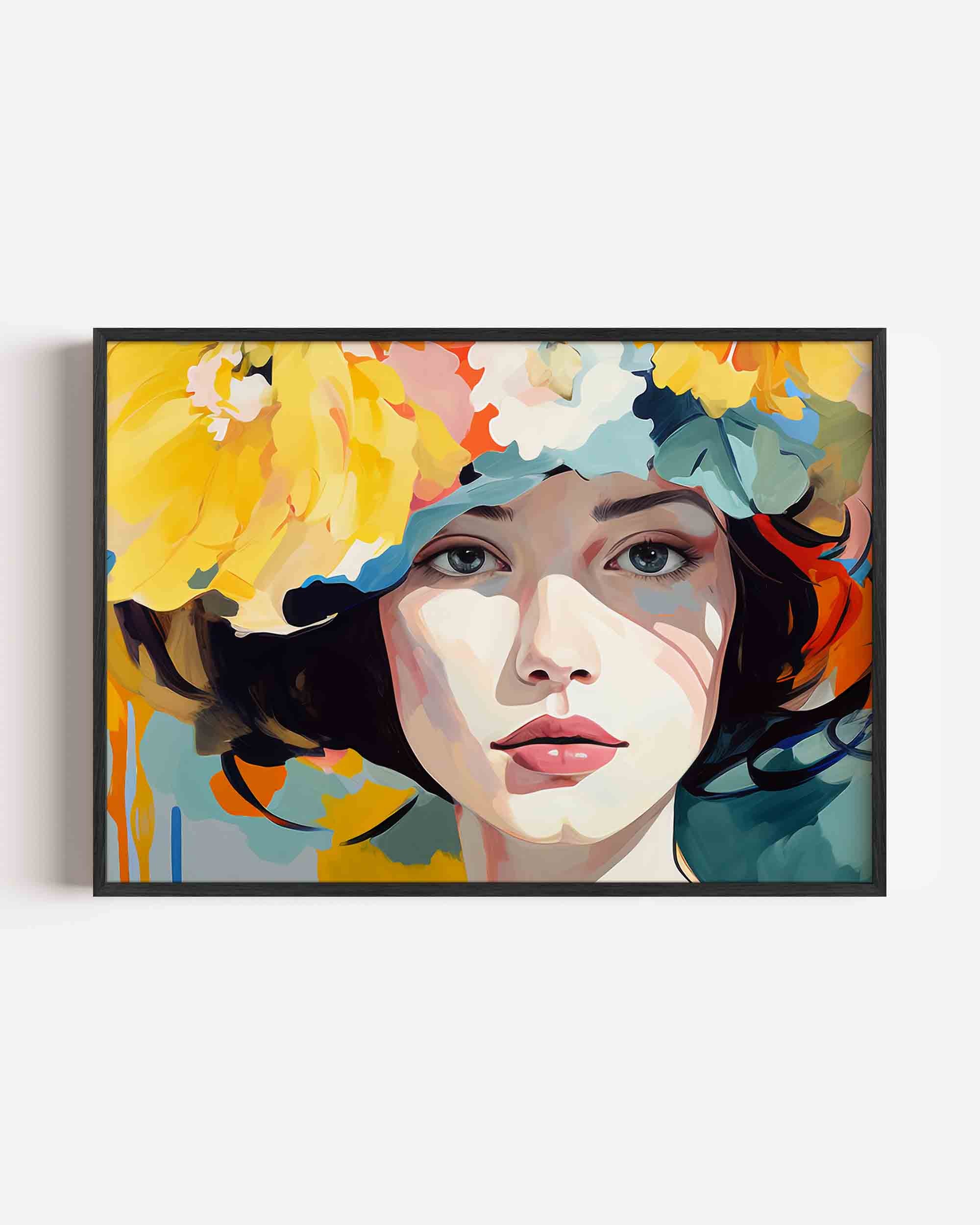 Vrouw met bloemenhoed Poster