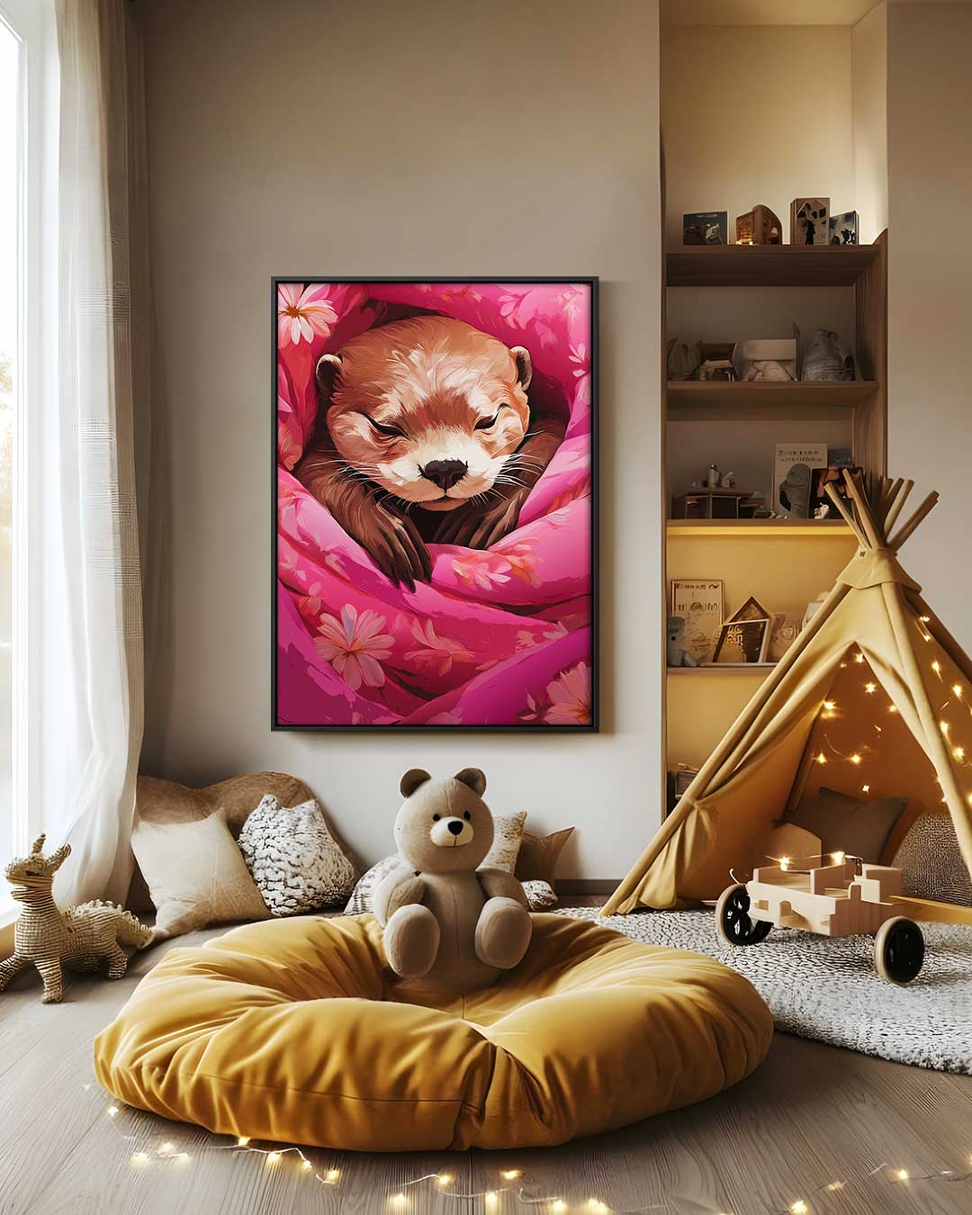 Dromerige Otter Kunstwerk-canvas-dibond-plexiglas-wanddecoratie-WallArtistic