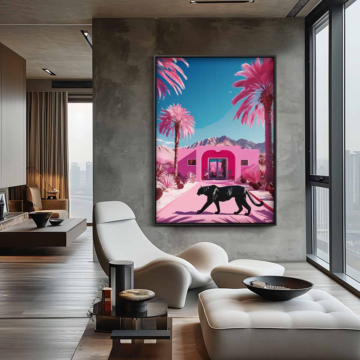 Tropische Droom met Panther Kunstwerk-canvas-dibond-plexiglas-wanddecoratie-WallArtistic