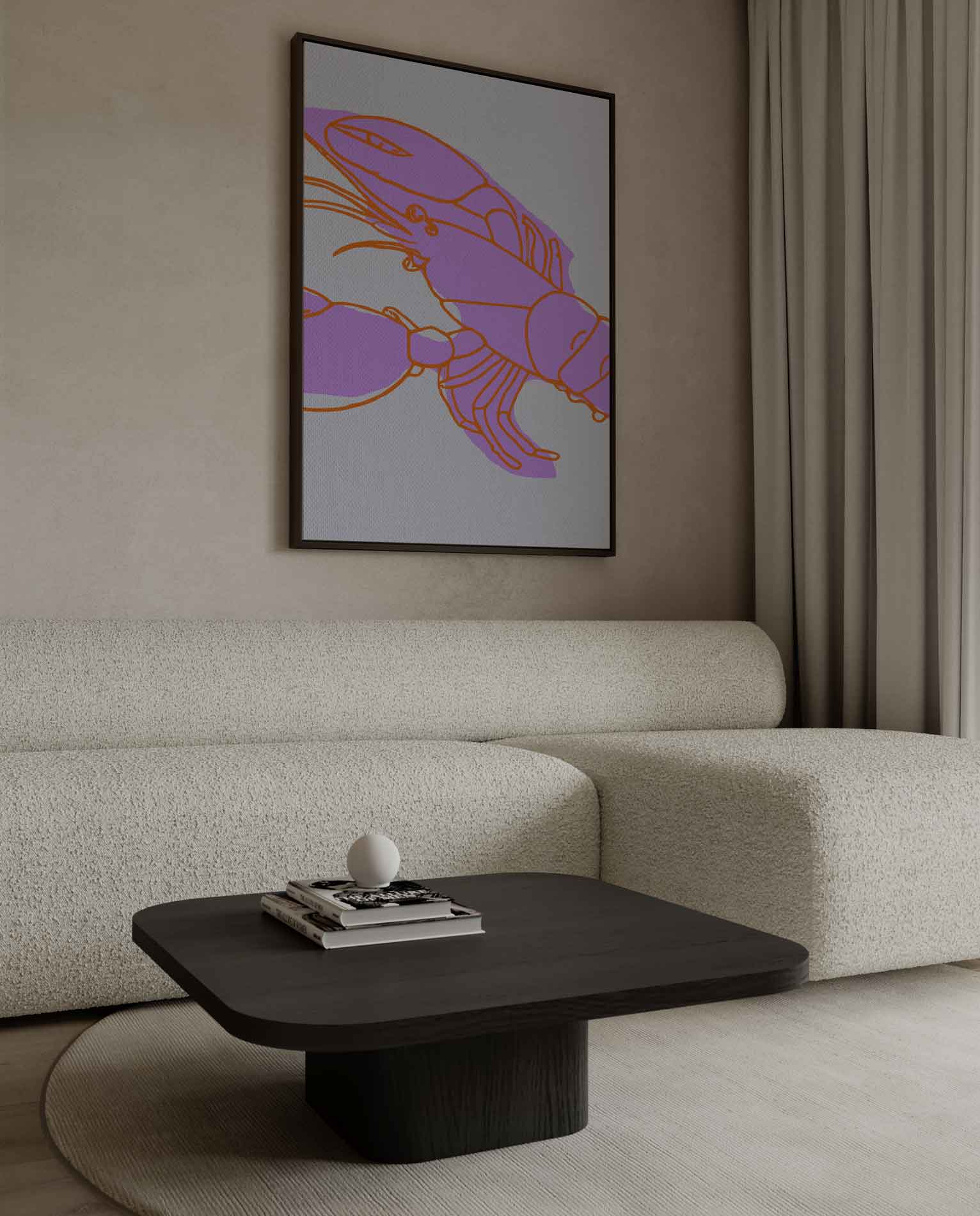 Kleurrijke Kreeft in Abstract Kunstwerk-canvas-dibond-plexiglas-wanddecoratie-WallArtistic