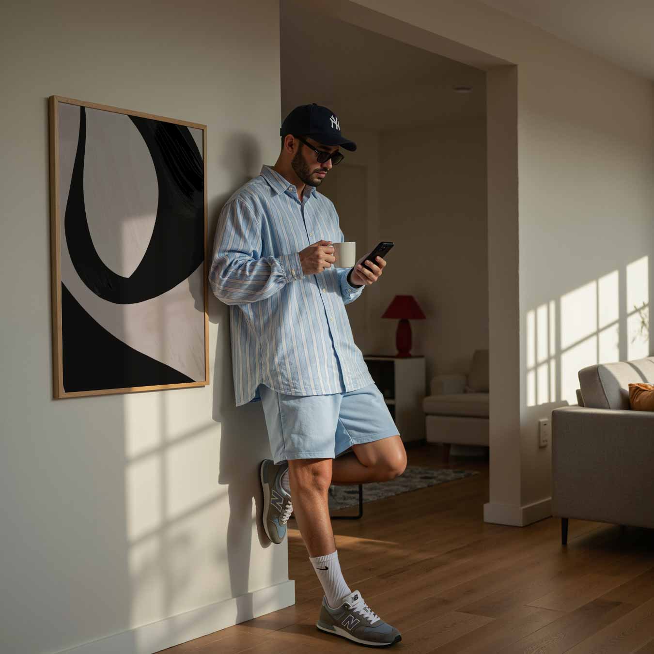 Abstracte Grijs-Zwarte Harmonie Poster-WallArtistic