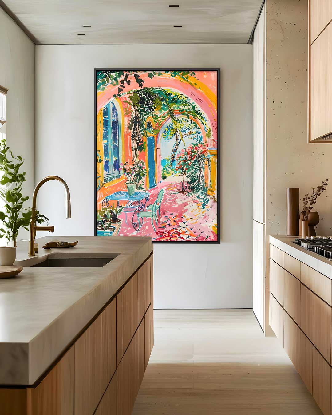 Kleurrijke Zomertuin Kunstwerk-canvas-dibond-plexiglas-wanddecoratie-WallArtistic