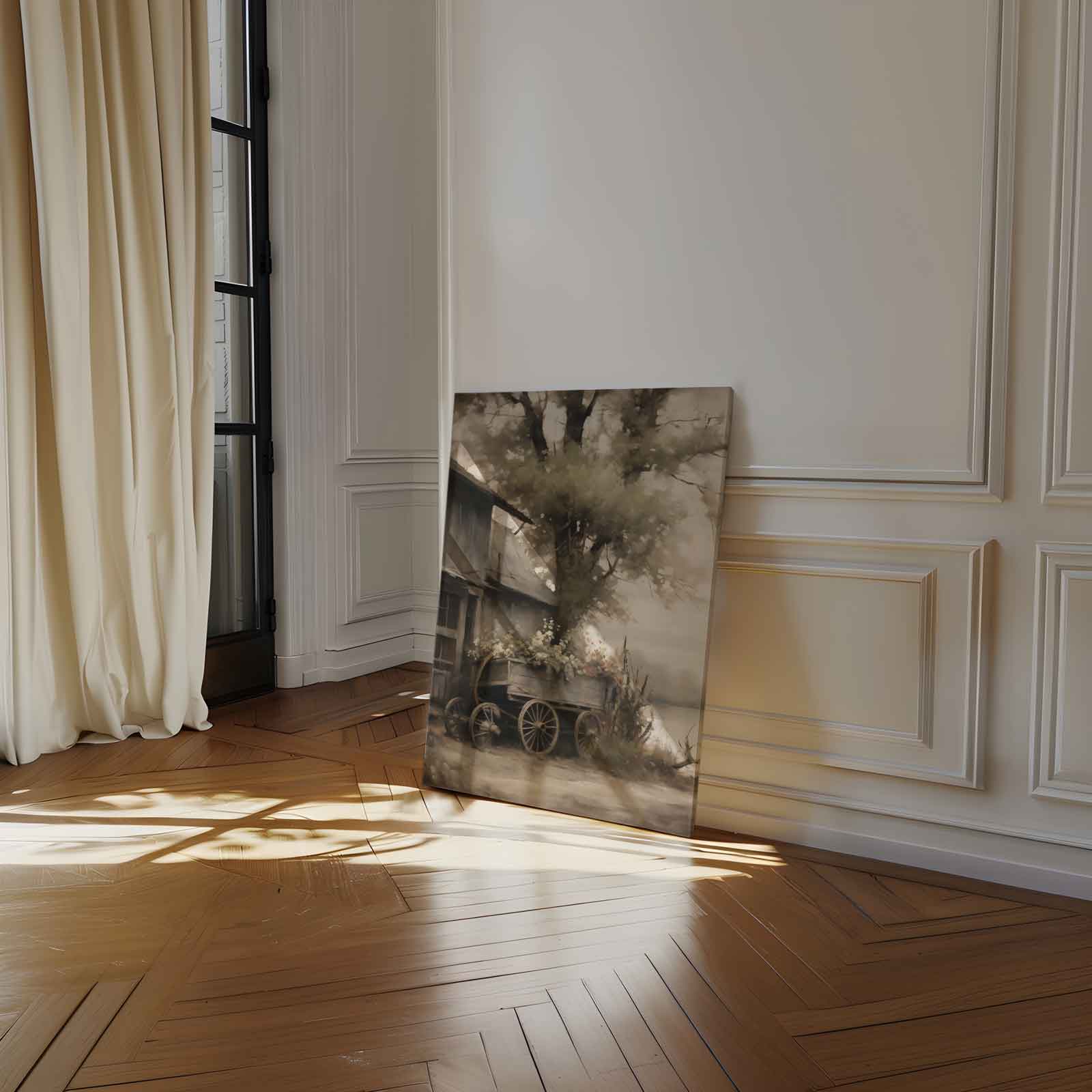 De Rustieke Bloemenkar Kunstwerk-canvas-dibond-plexiglas-wanddecoratie-WallArtistic