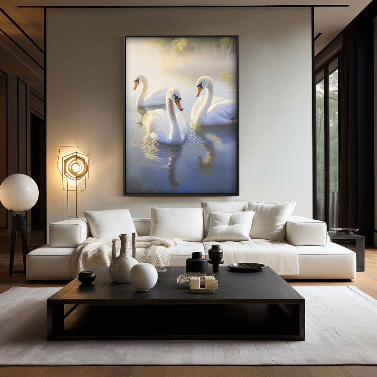 Sereen Zwemeenden Schilderij Kunstwerk-canvas-dibond-plexiglas-wanddecoratie-WallArtistic