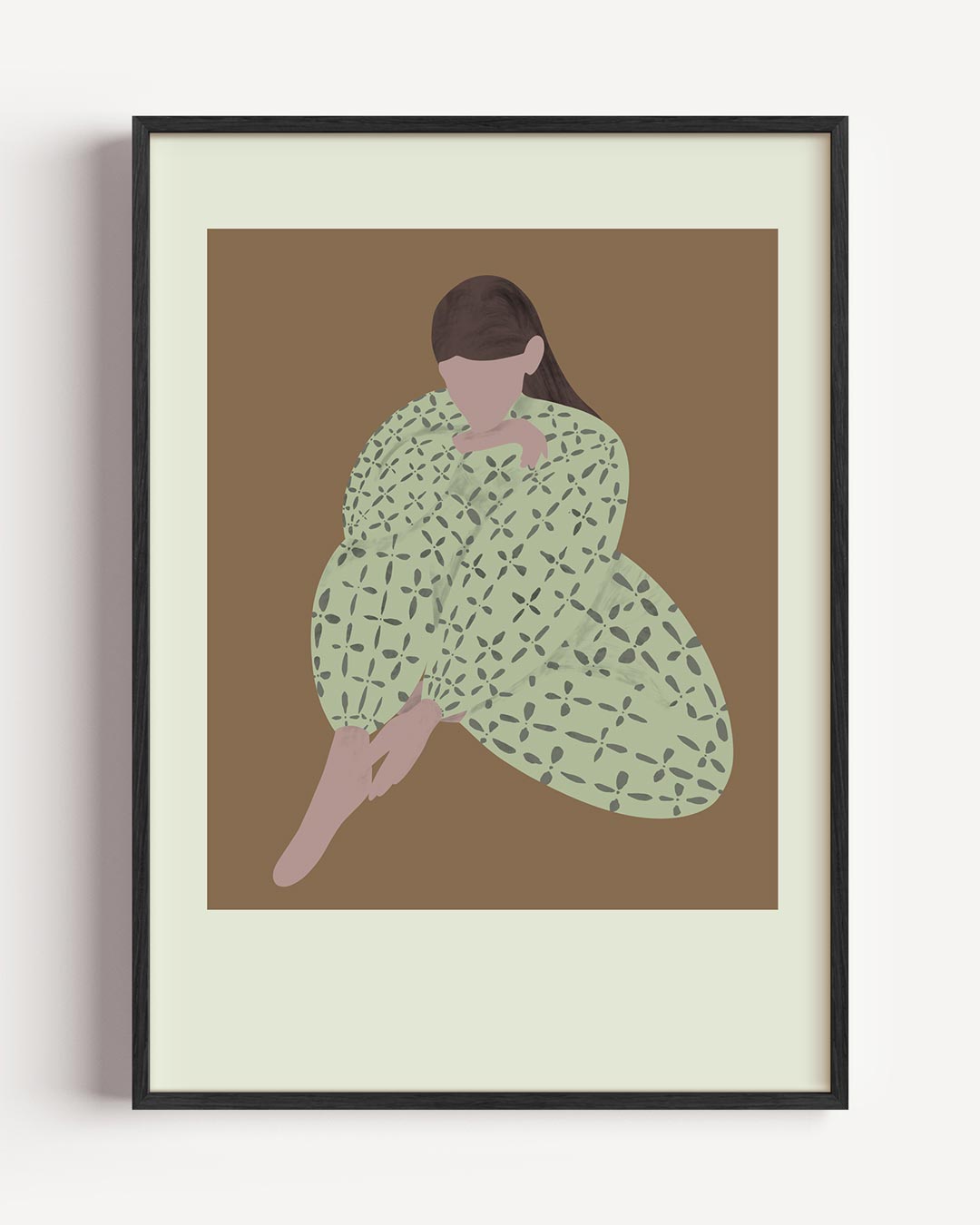 Dromerige Dame met Bladmotief Poster-WallArtistic