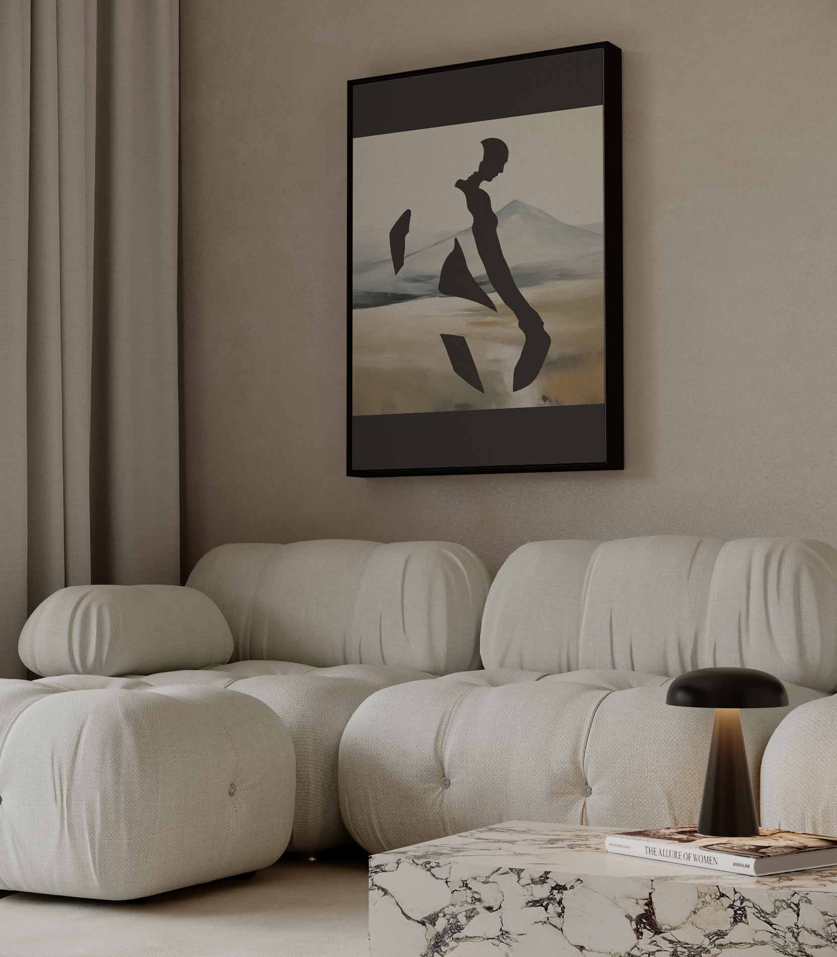 Silhouet in de Bergen Kunstwerk-canvas-dibond-plexiglas-wanddecoratie-WallArtistic