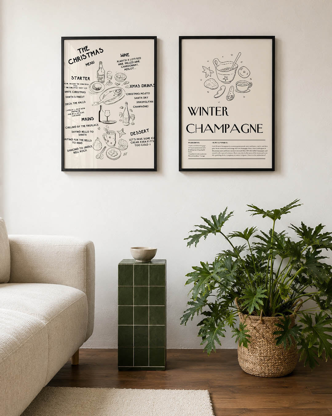 Feestelijke kerstmenu Posterset