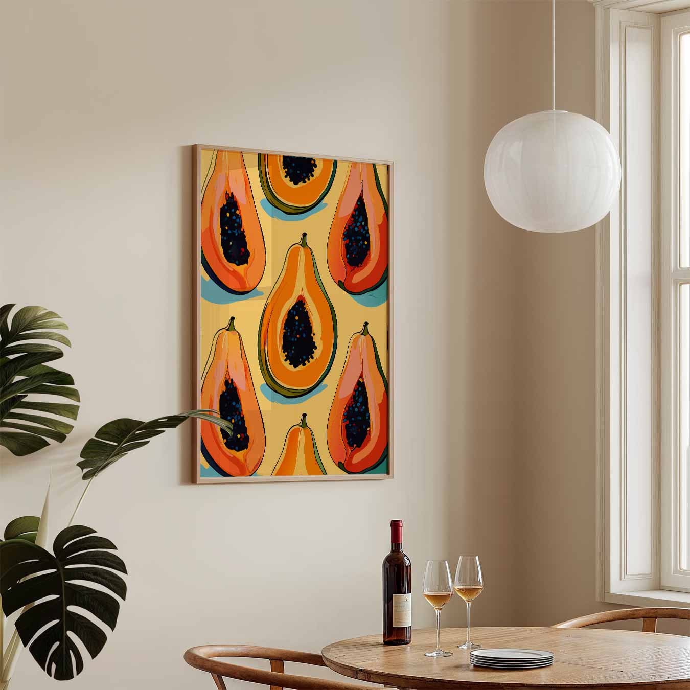 Tropische Papaya Illustratie Poster-WallArtistic