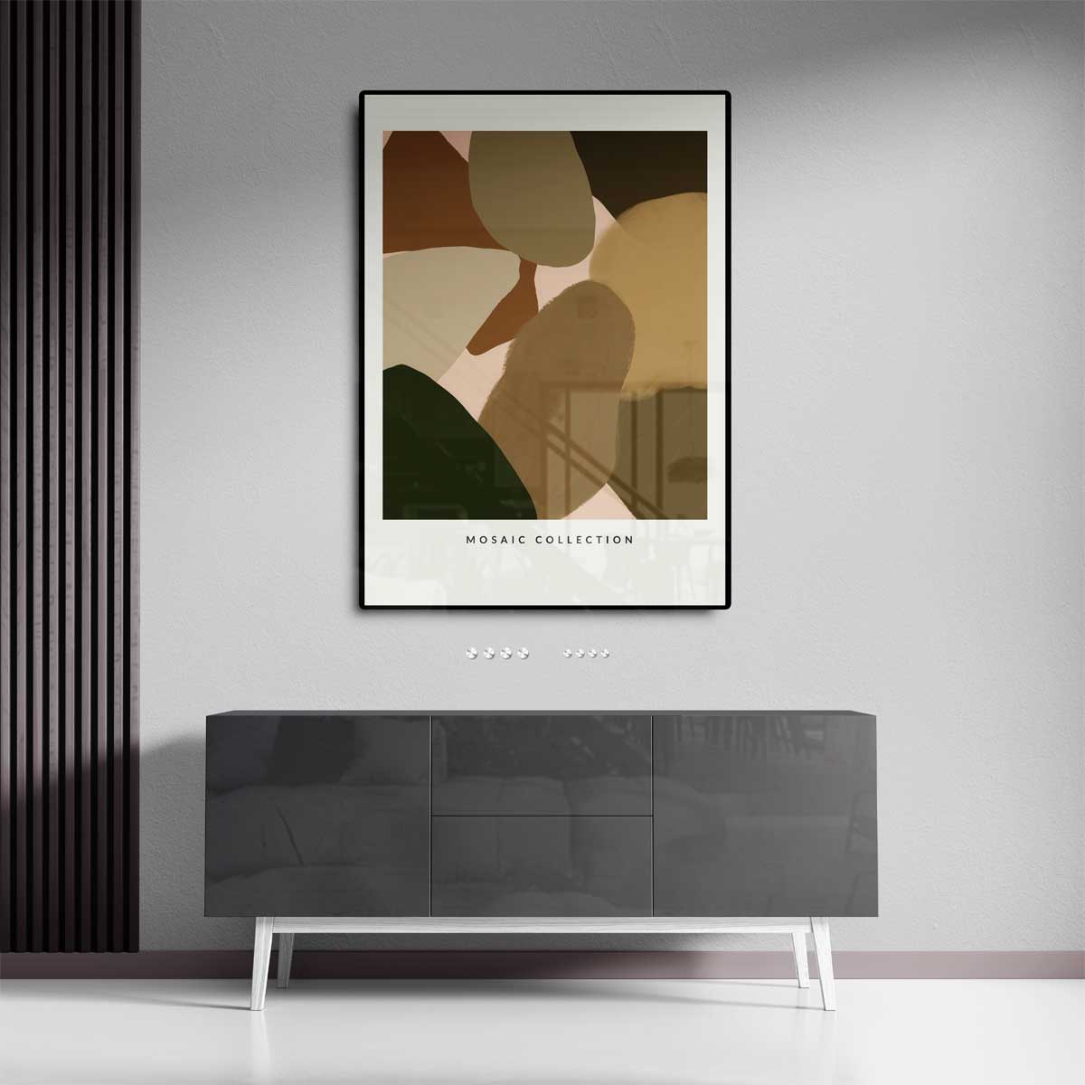 Aardse Abstracte Mozaïek Kunstwerk-canvas-dibond-plexiglas-wanddecoratie-WallArtistic