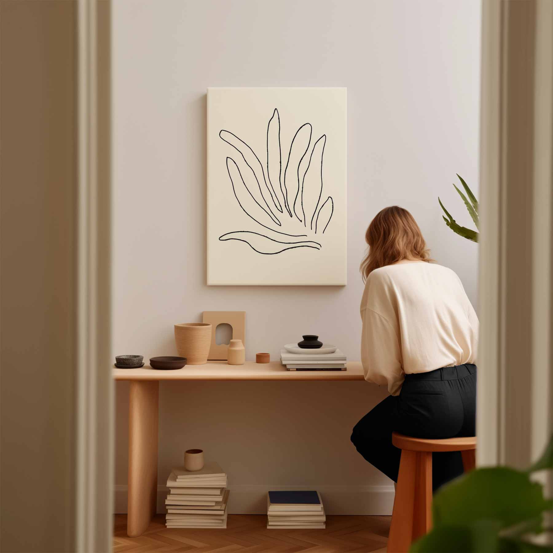 Organische Lijntekening Kunstwerk-canvas-dibond-plexiglas-wanddecoratie-WallArtistic