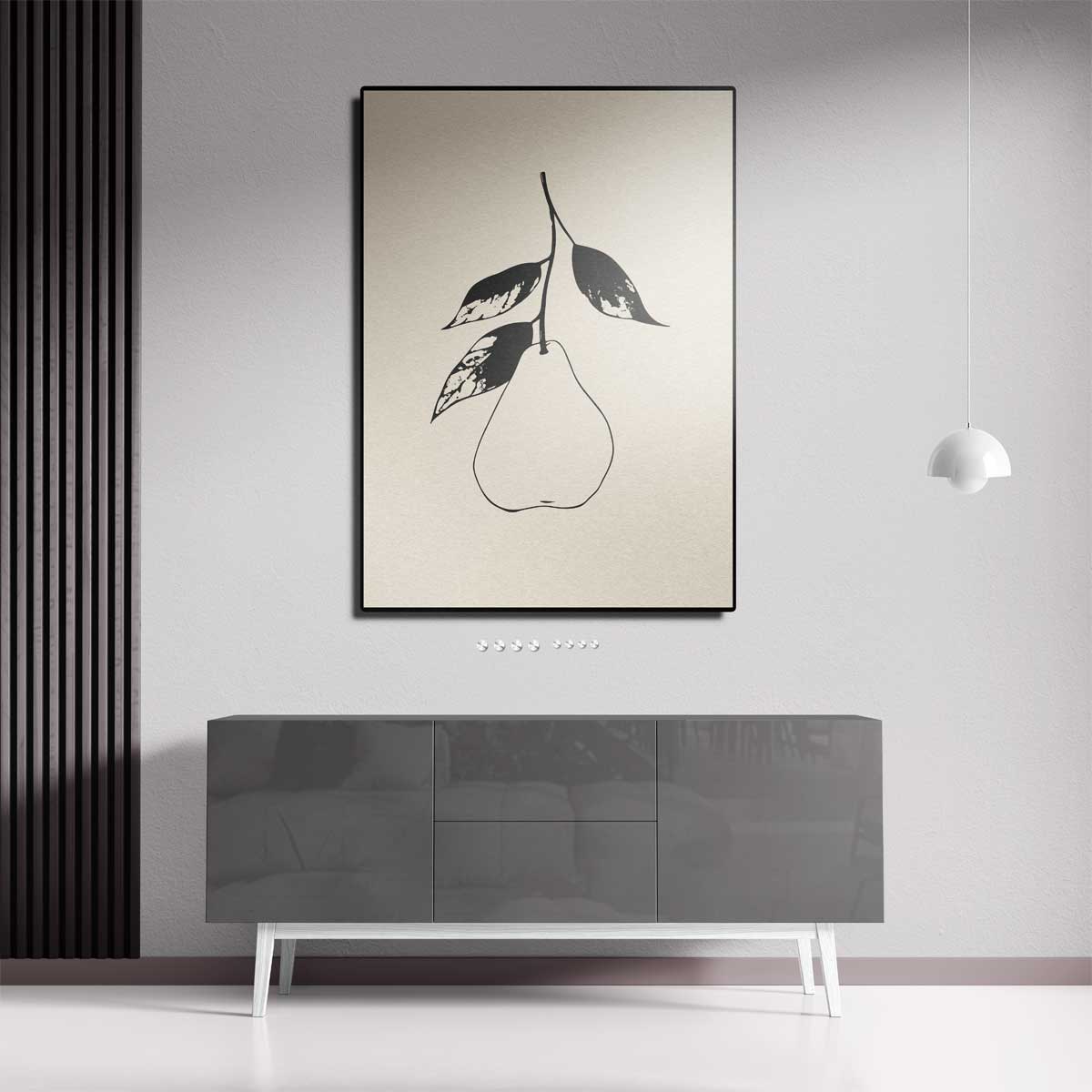 Minimalistische Peer met Bladeren Kunstwerk-canvas-dibond-plexiglas-wanddecoratie-WallArtistic