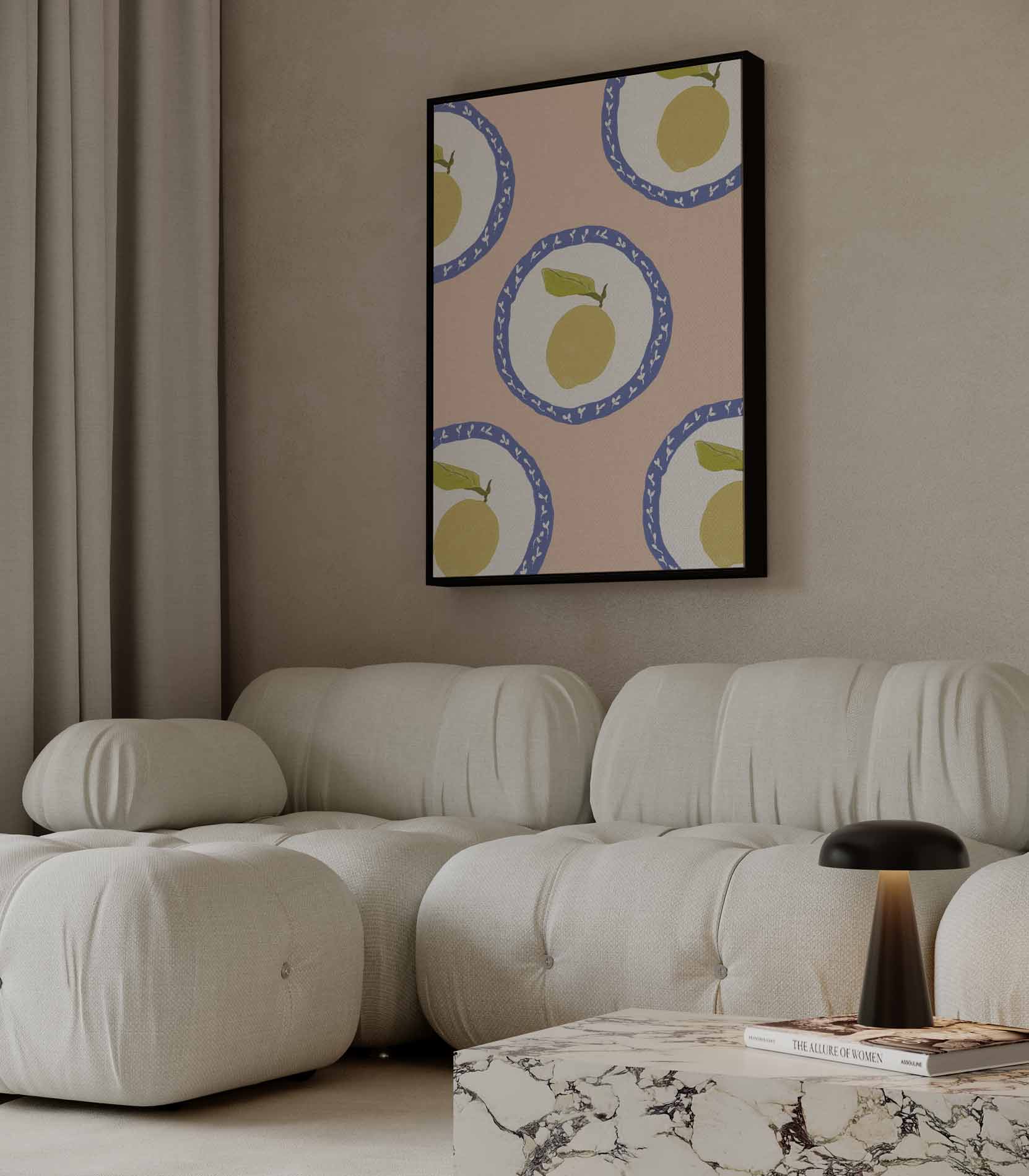 Zomerse Citroenen op Bord Kunstwerk-canvas-dibond-plexiglas-wanddecoratie-WallArtistic