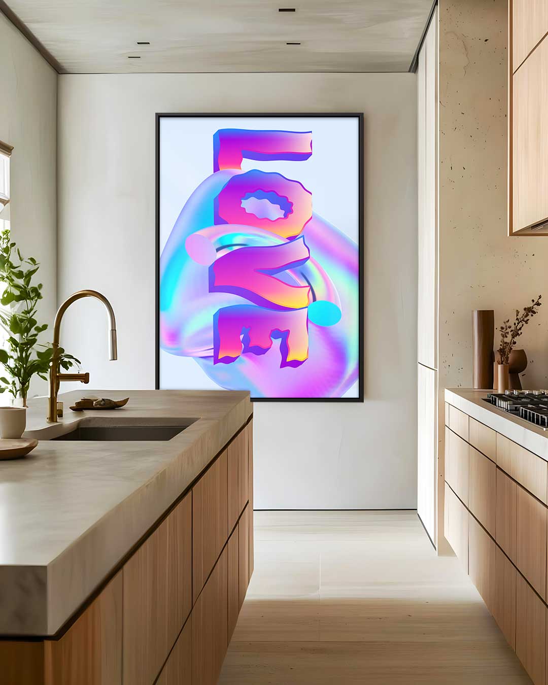 Kleurrijke Ineengestorte Vormen Kunstwerk-canvas-dibond-plexiglas-wanddecoratie-WallArtistic