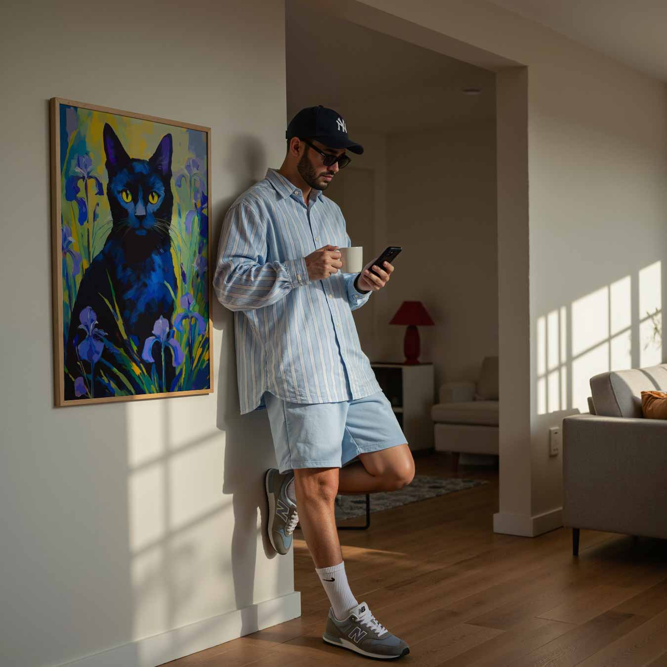 Mystieke Kat en Irissen Poster-WallArtistic