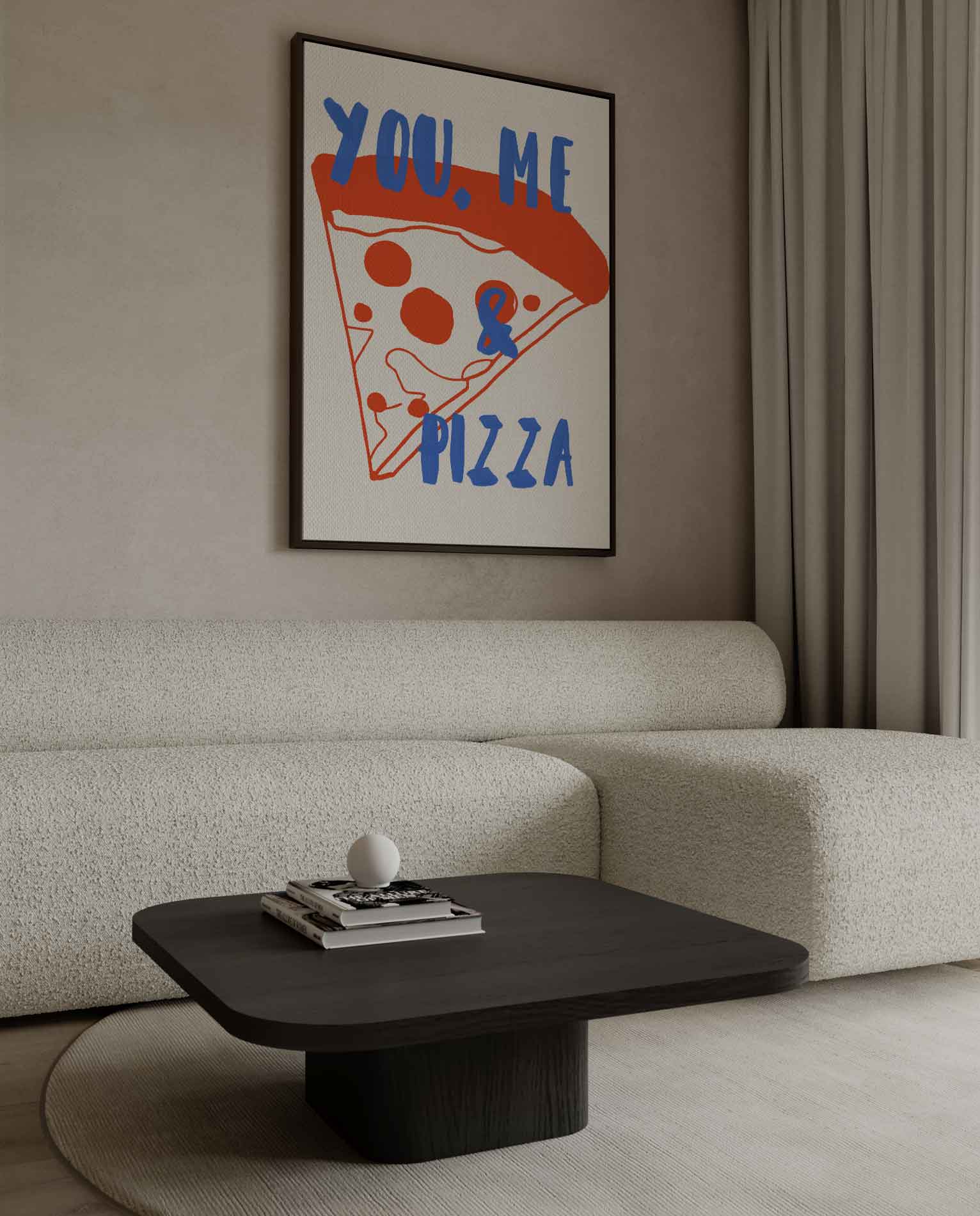 You, Me & Pizza Kunstwerk-canvas-dibond-plexiglas-wanddecoratie-WallArtistic