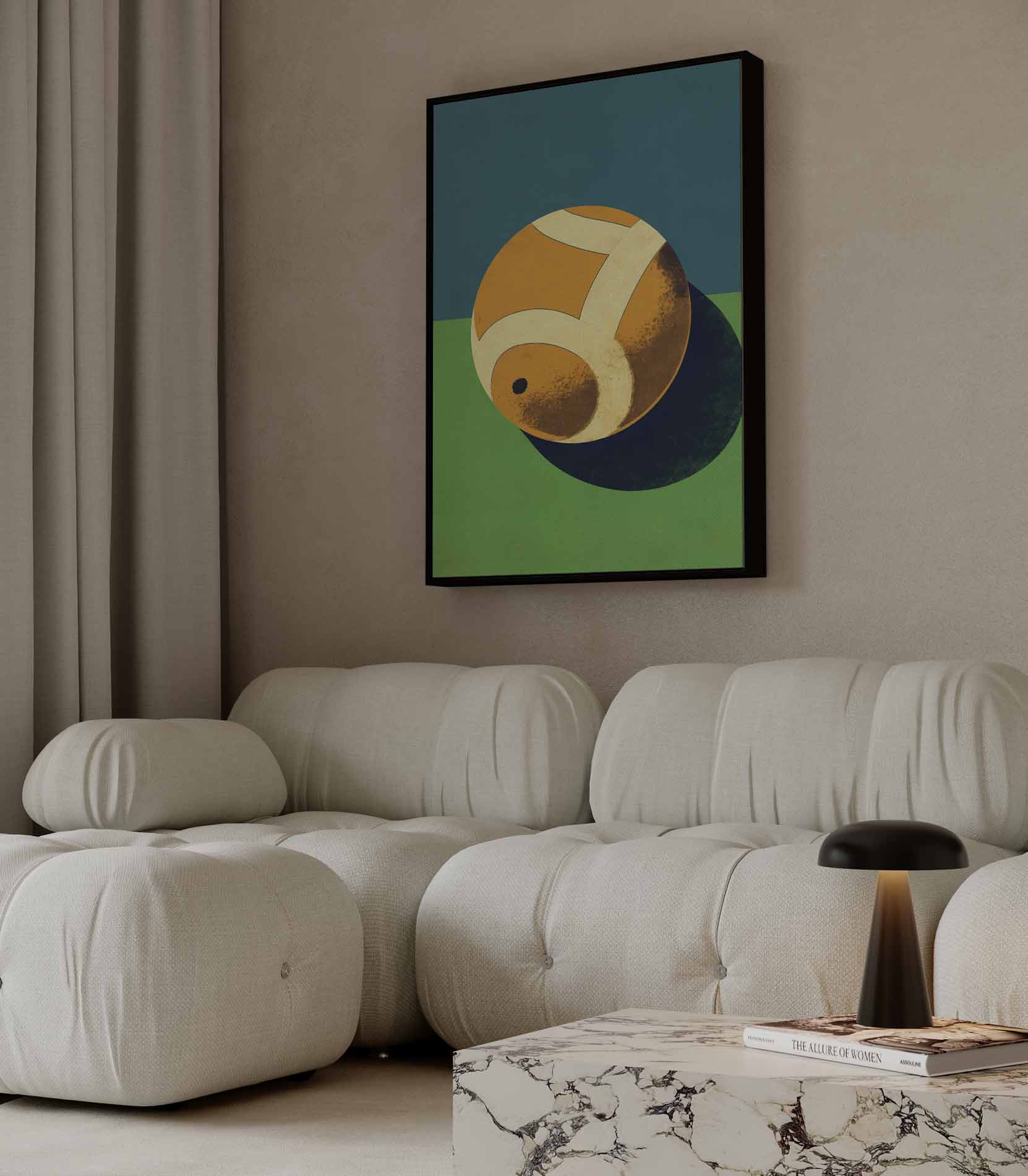 Abstracte Tennisbal Kunstwerk-canvas-dibond-plexiglas-wanddecoratie-WallArtistic