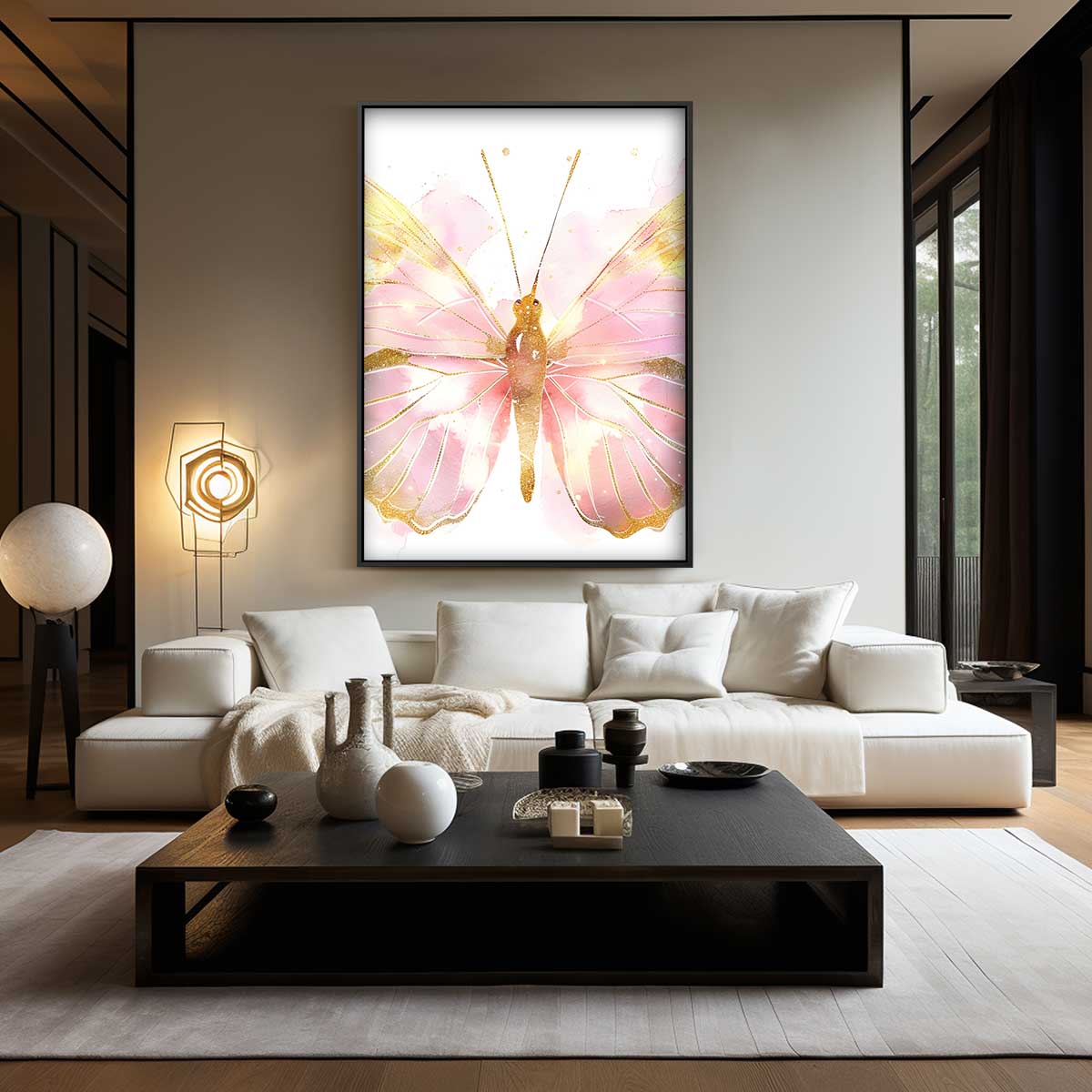Magische Vlinder in Pastel Kunstwerk-canvas-dibond-plexiglas-wanddecoratie-WallArtistic