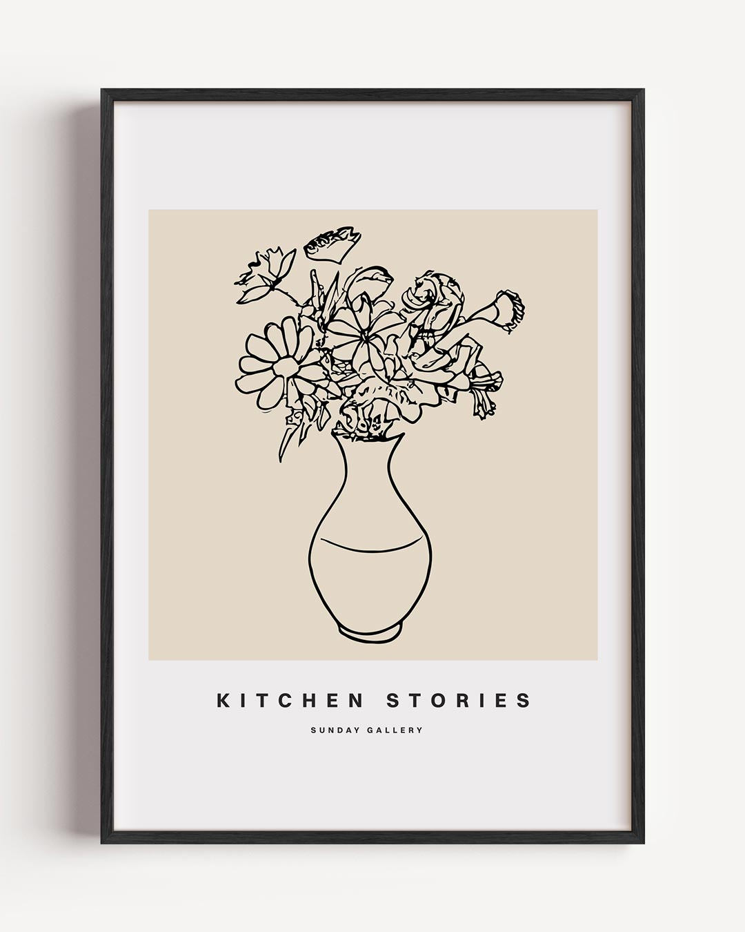 Bloemen Vaas Lijntekening Poster-WallArtistic