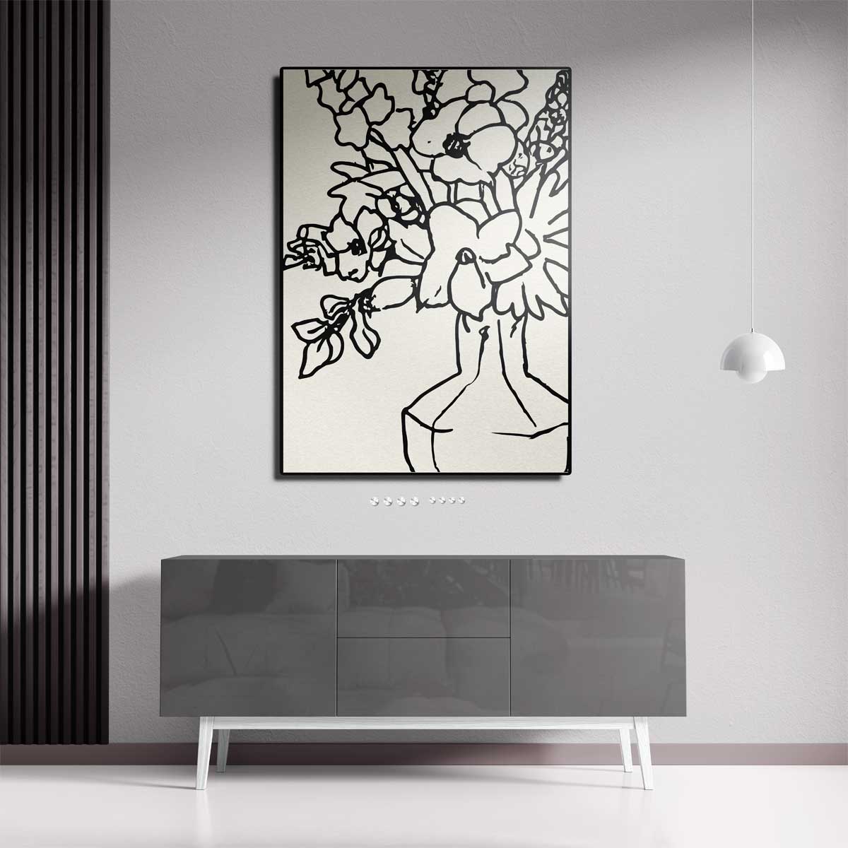 Bloemen in Lijn Kunstwerk-canvas-dibond-plexiglas-wanddecoratie-WallArtistic