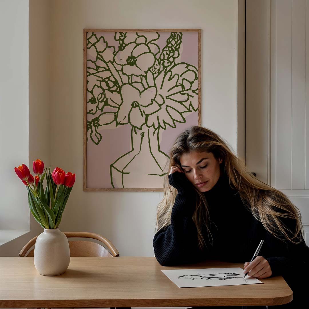 Vrolijke Bloemenvazen Poster-WallArtistic