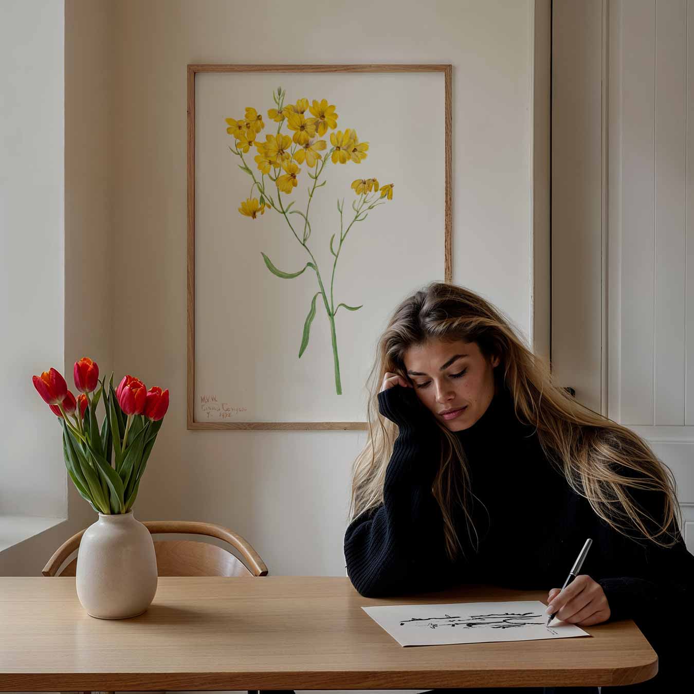 Zonnige Bloemen Illustratie Poster
