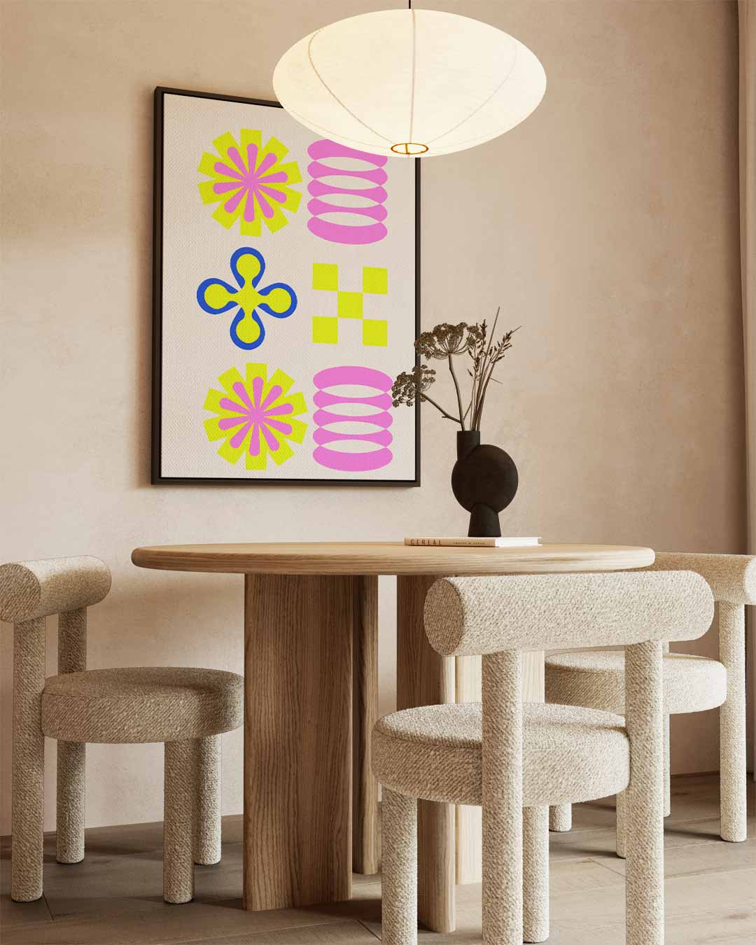 Vrolijk Geometrisch Spektakel Kunstwerk-canvas-dibond-plexiglas-wanddecoratie-WallArtistic